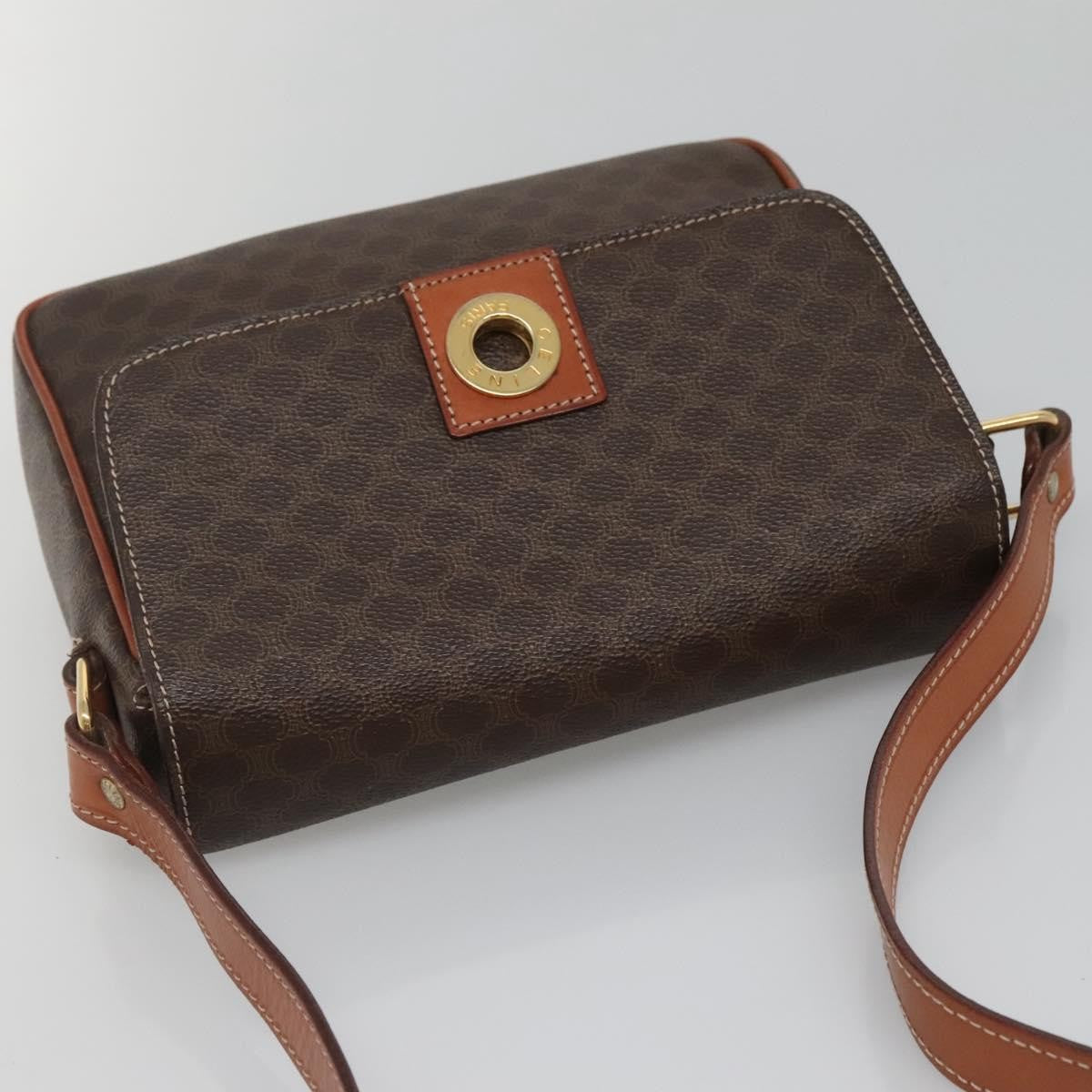 Celine Vintage Macadam Canvas And Leather Brown Canvas Shoulder Bag Bag (Pre-Owned)