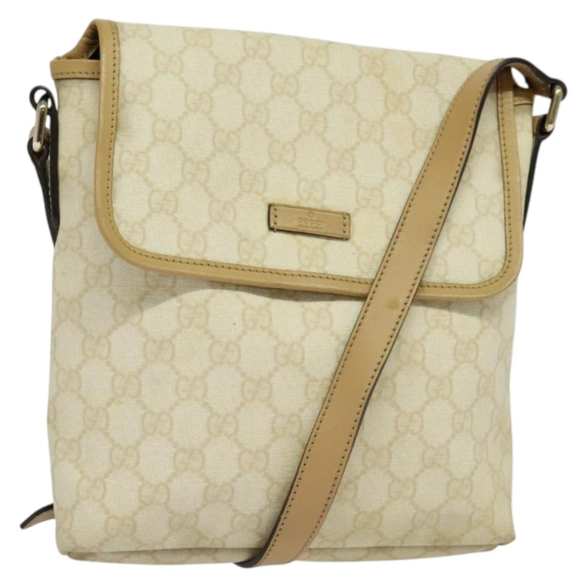 Gucci Flap Messenger Gg Coated Canvas Beige Pvc Shoulder Bag Bag (Pre-Owned)