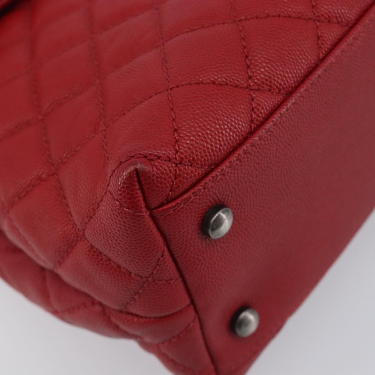 Chanel Coco Top Handle Caviar Red Calfskin Handbag (Pre-Owned)