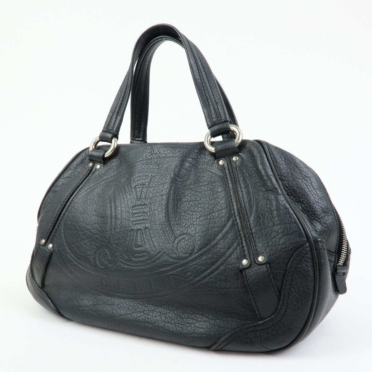 Celine Macadam Leather Black Leather Tote Bag Bag (Pre-Owned)