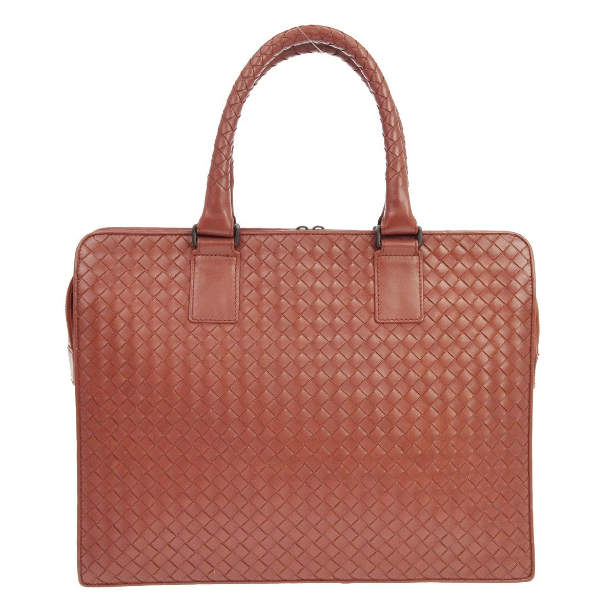 Bottega Veneta Soft Slim Intrecciato Nappa Brown Leather Briefcase Bag (Pre-Owned)