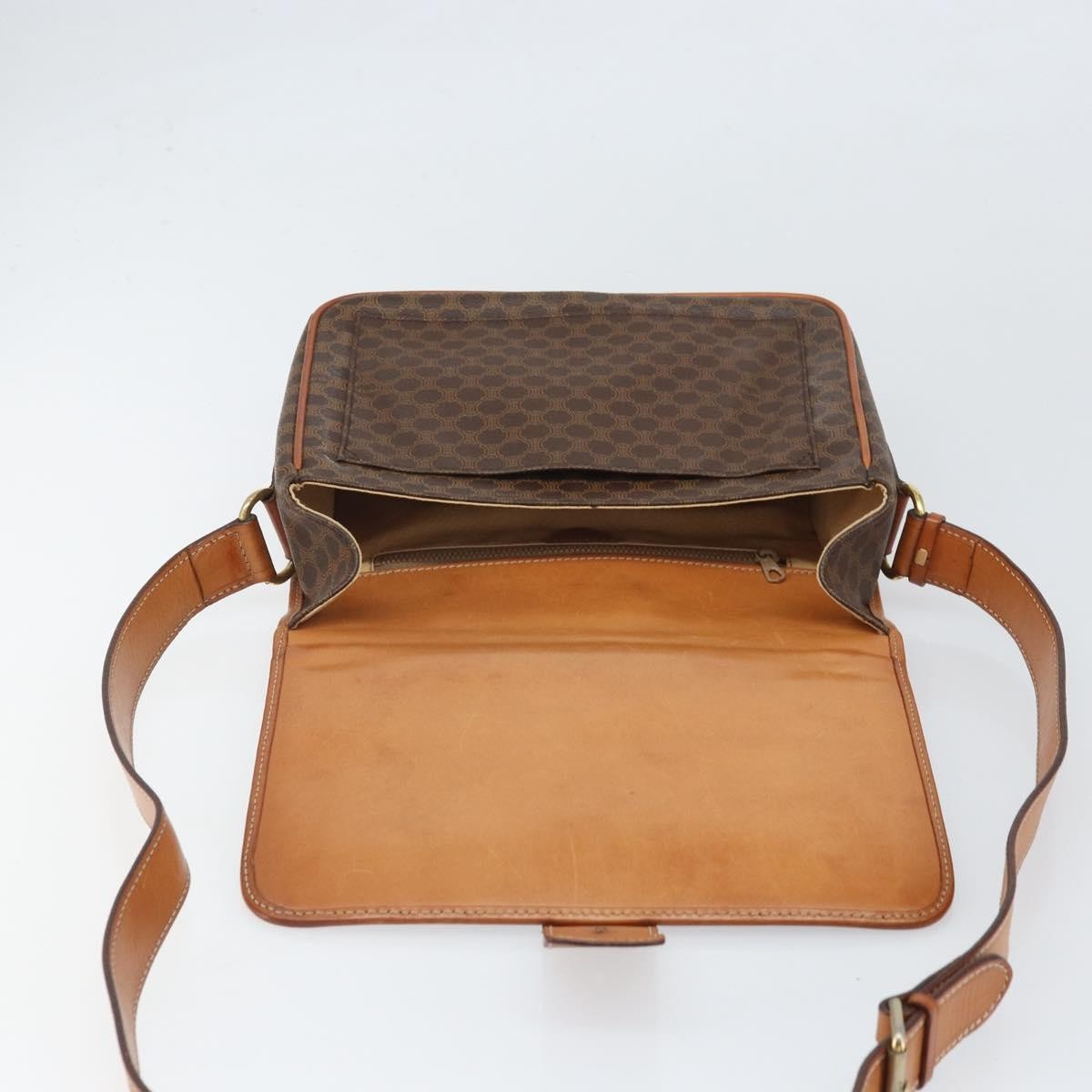 Celine Vintage Macadam Canvas And Leather Brown Canvas Shoulder Bag Bag (Pre-Owned)