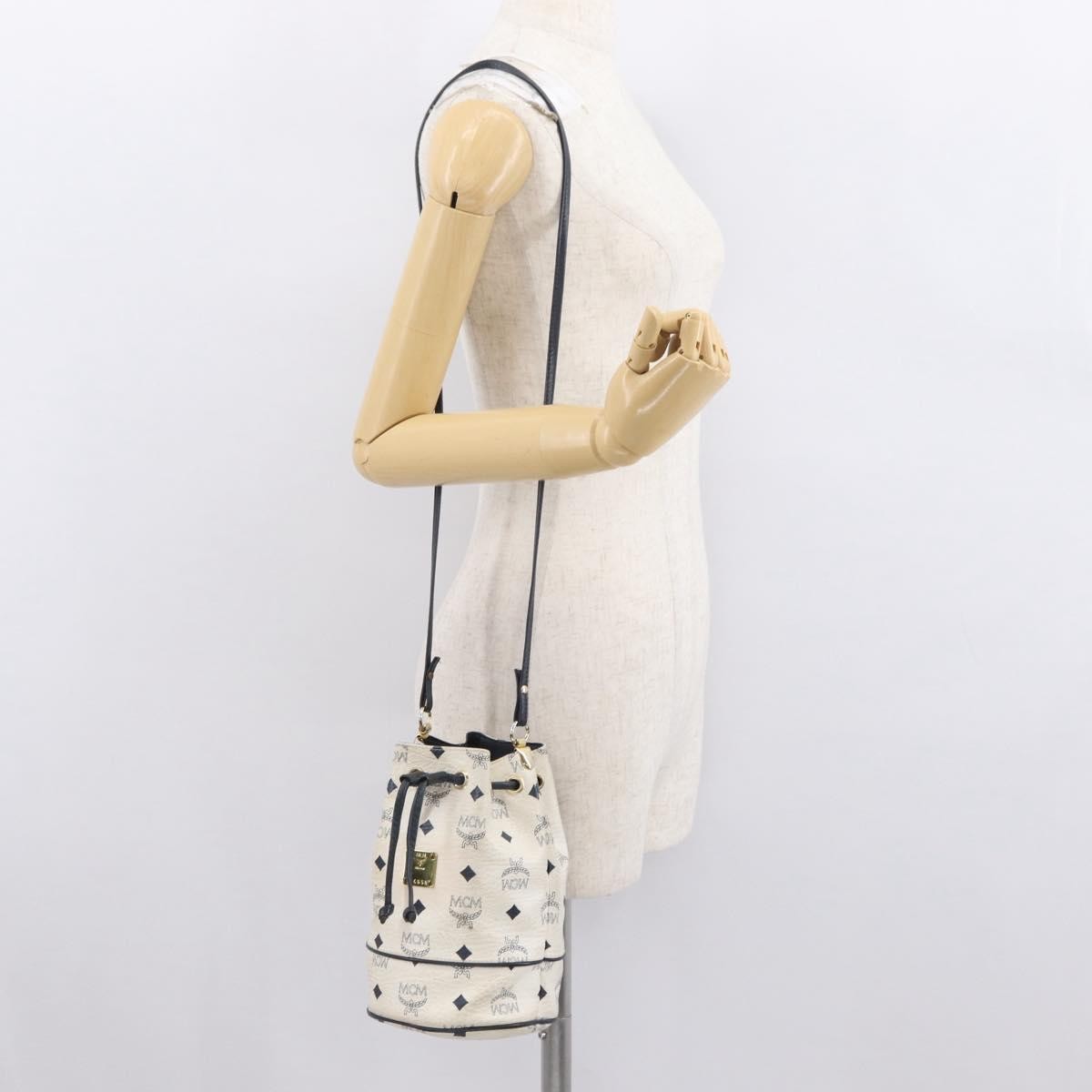 MCM Drawstring Leather White Pvc Shoulder Bag Bag (Pre-Owned)