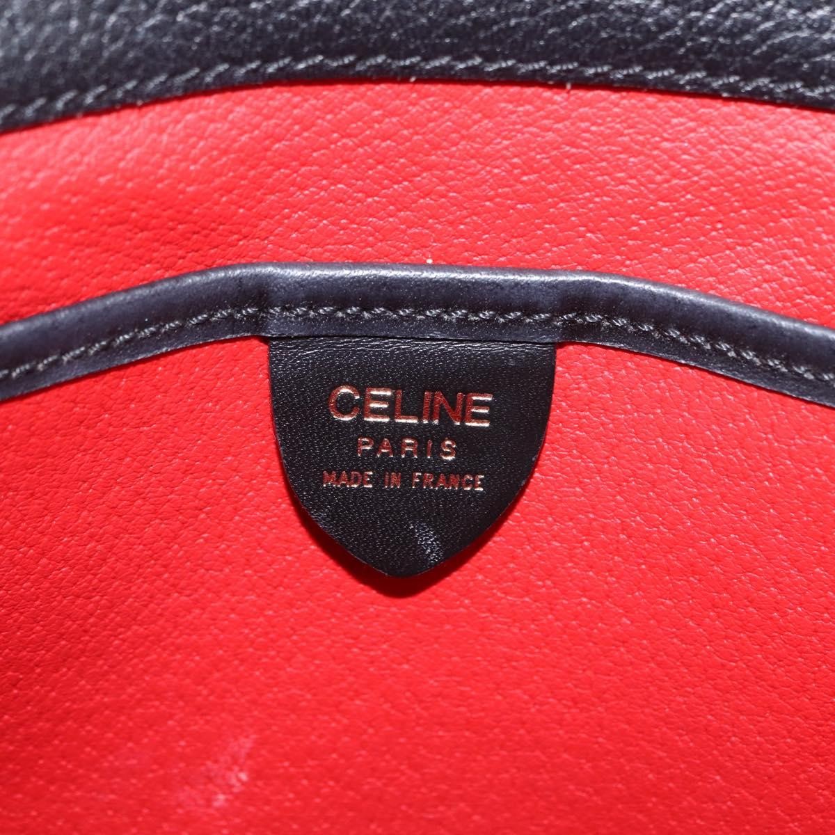 Celine Top Handle Leather Black Leather Handbag (Pre-Owned)
