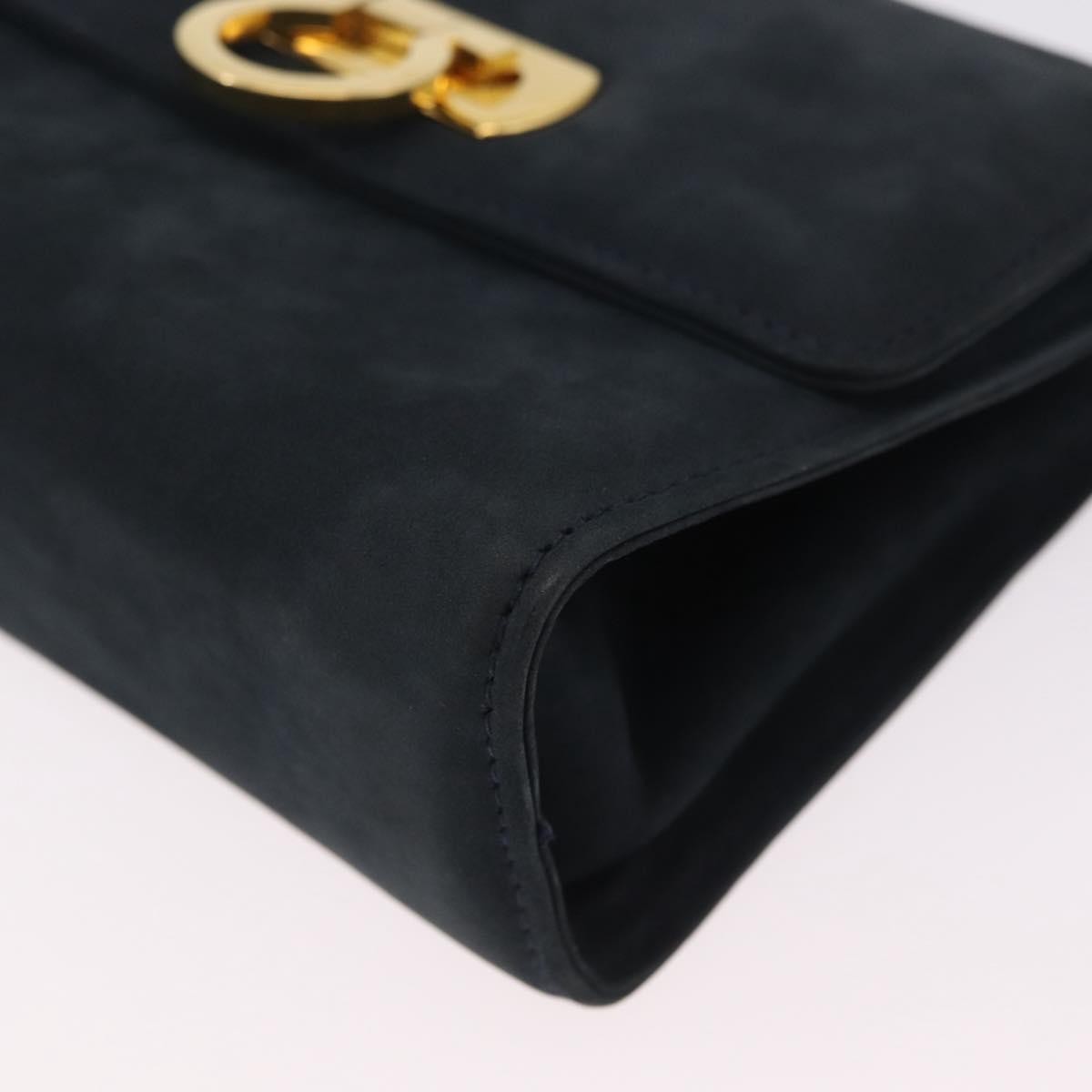Salvatore Ferragamo Gancini Flap Suede Navy Suede Shoulder Bag Bag (Pre-Owned)