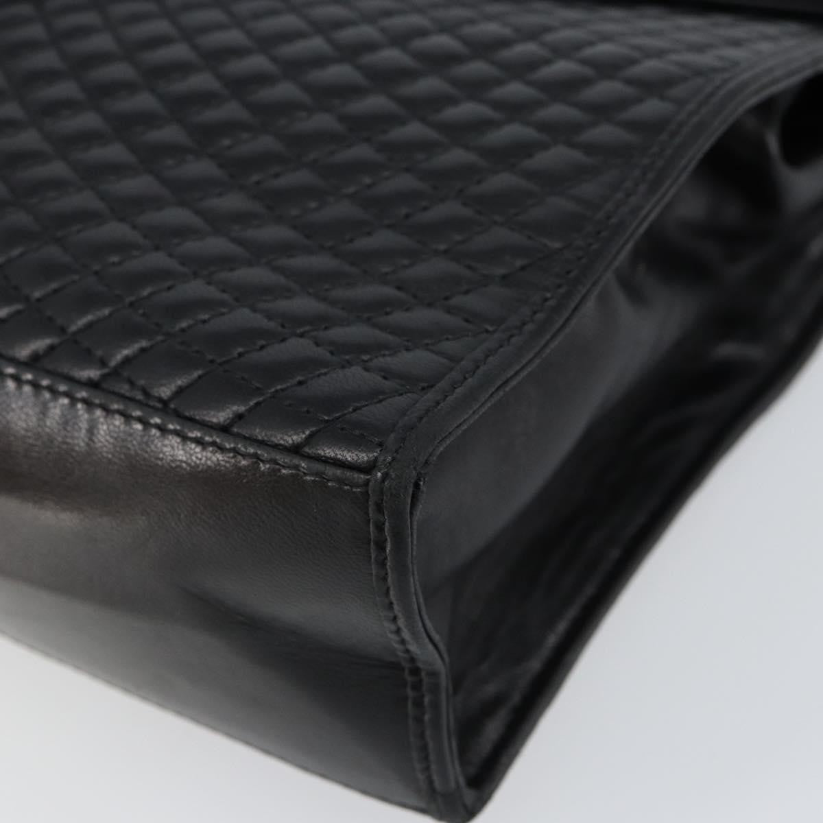 Bally Vintage Flap Quilted Leather Black Leather Handbag (Pre-Owned)