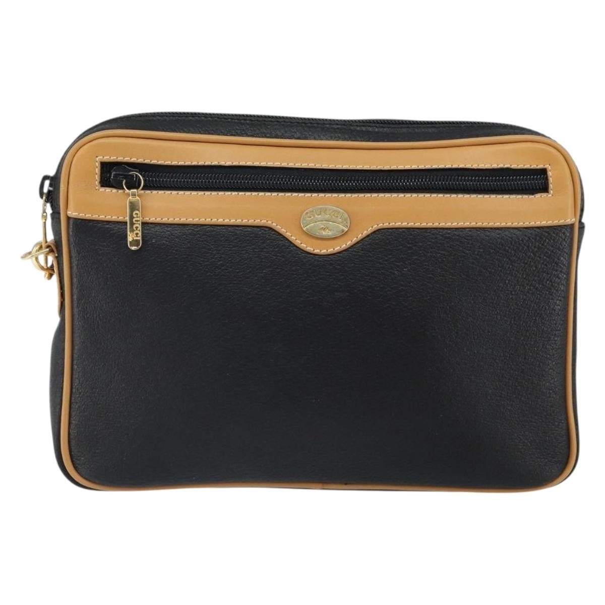 Gucci Vintage Clutch Leather Black Leather Clutche & Pouche Bag (Pre-Owned)