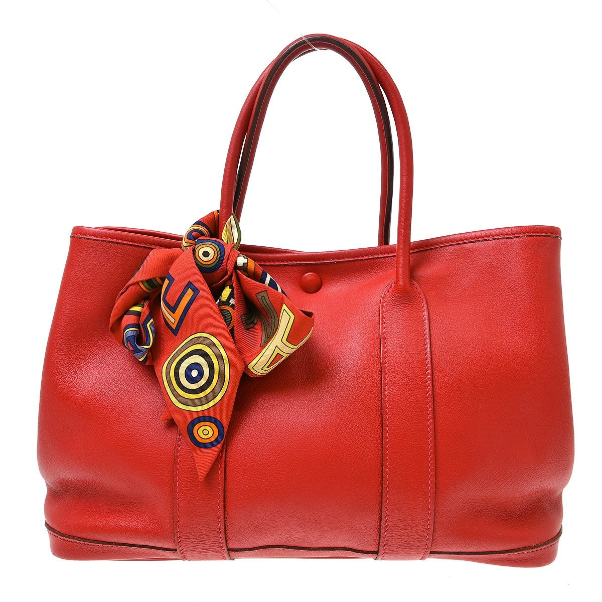 Hermes Bolduc Twilly Garden Party Tote Leather Red Leather Tote Bag Bag (Pre-Owned)