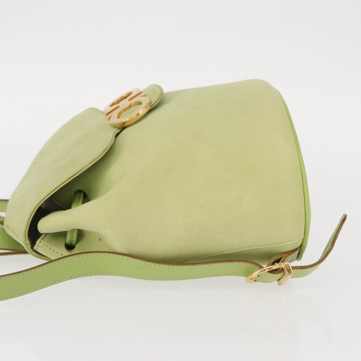 Salvatore Ferragamo Gancini Suede Green Suede Backpack Bag (Pre-Owned)
