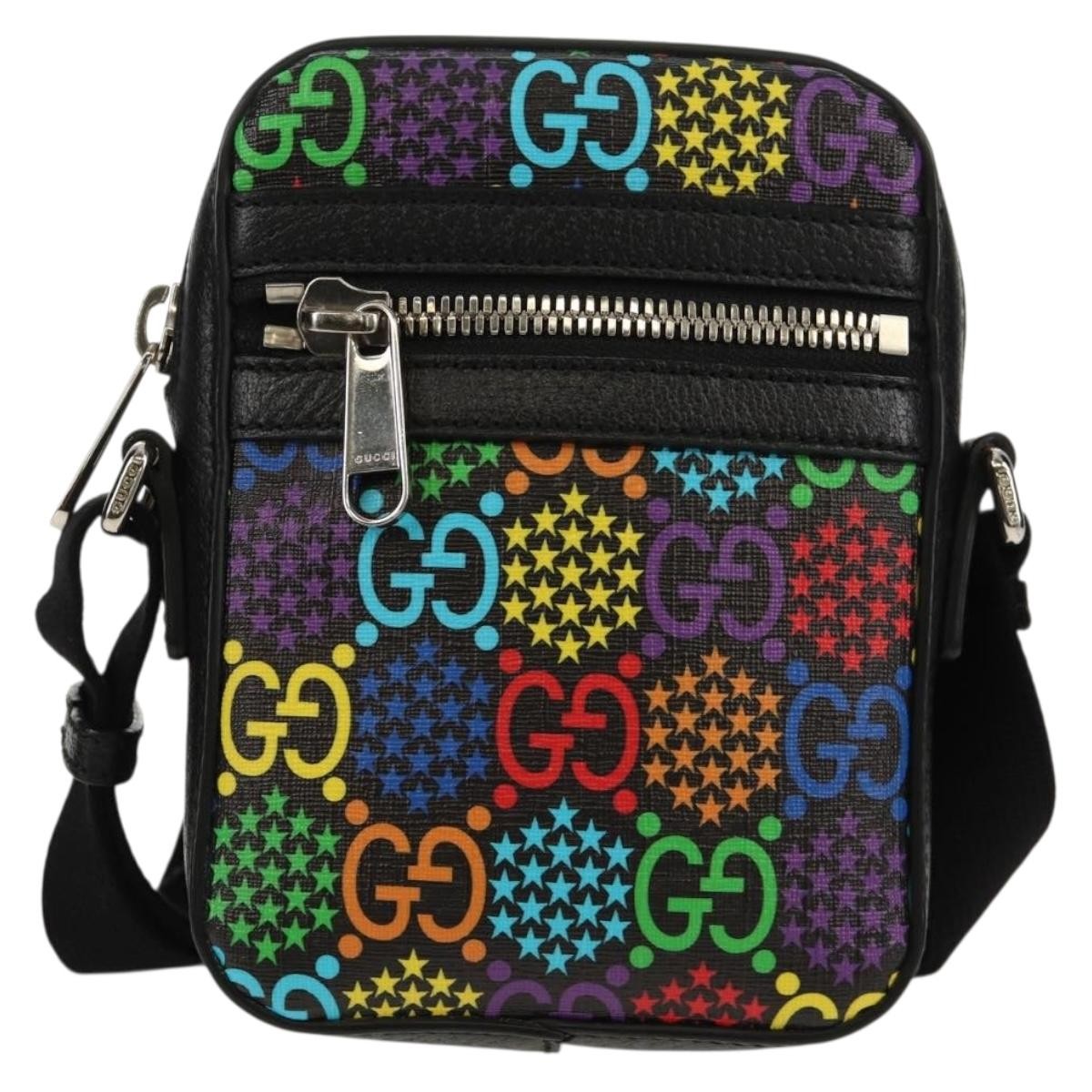 Gucci Front Zip Messenger Psychedelic Print Gg Coated Canvas Multicolour Canvas Shoulder Bag Bag (Pre-Owned)