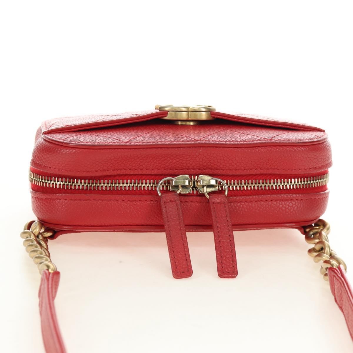 Chanel Chic Affinity Belt Stitched Caviar Red Leather Shoulder Bag Bag (Pre-Owned)