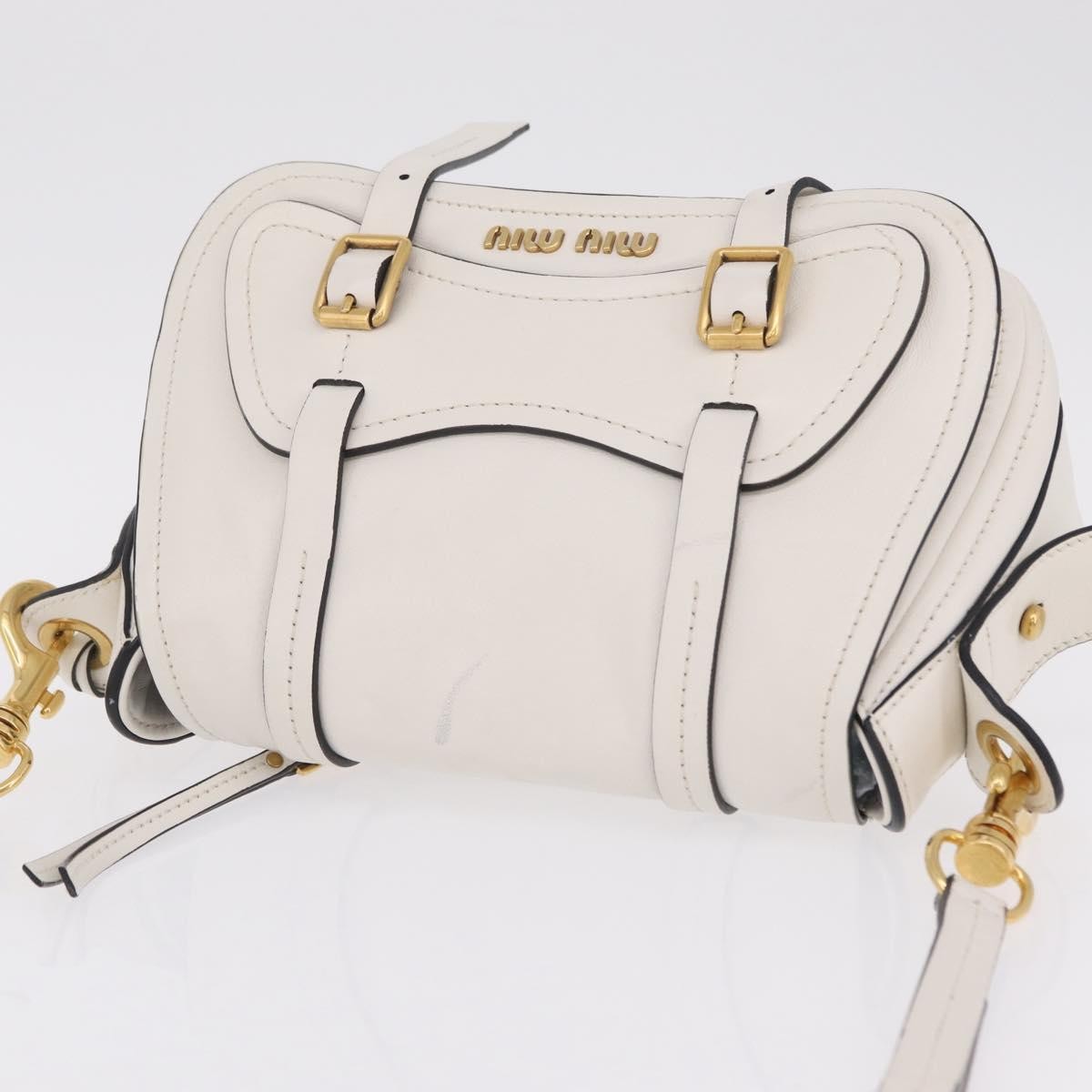 Miu Miu Grace Lux Leather White Leather Shoulder Bag Bag (Pre-Owned)