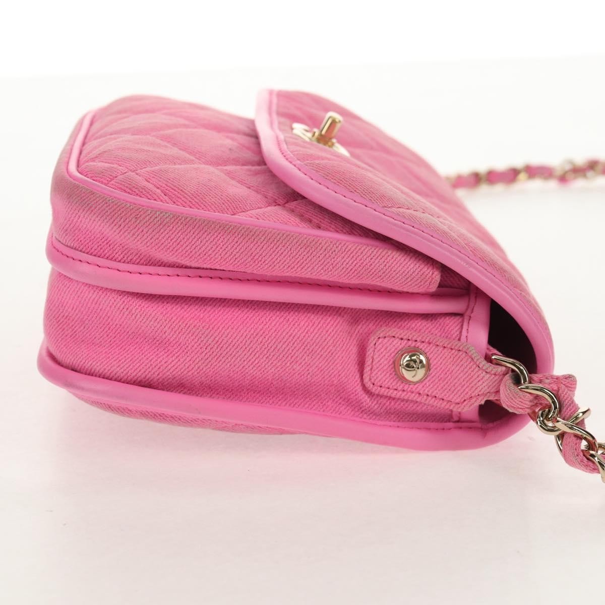 Chanel Flap Messenger Quilted Denim Pink Canvas Shoulder Bag Bag (Pre-Owned)