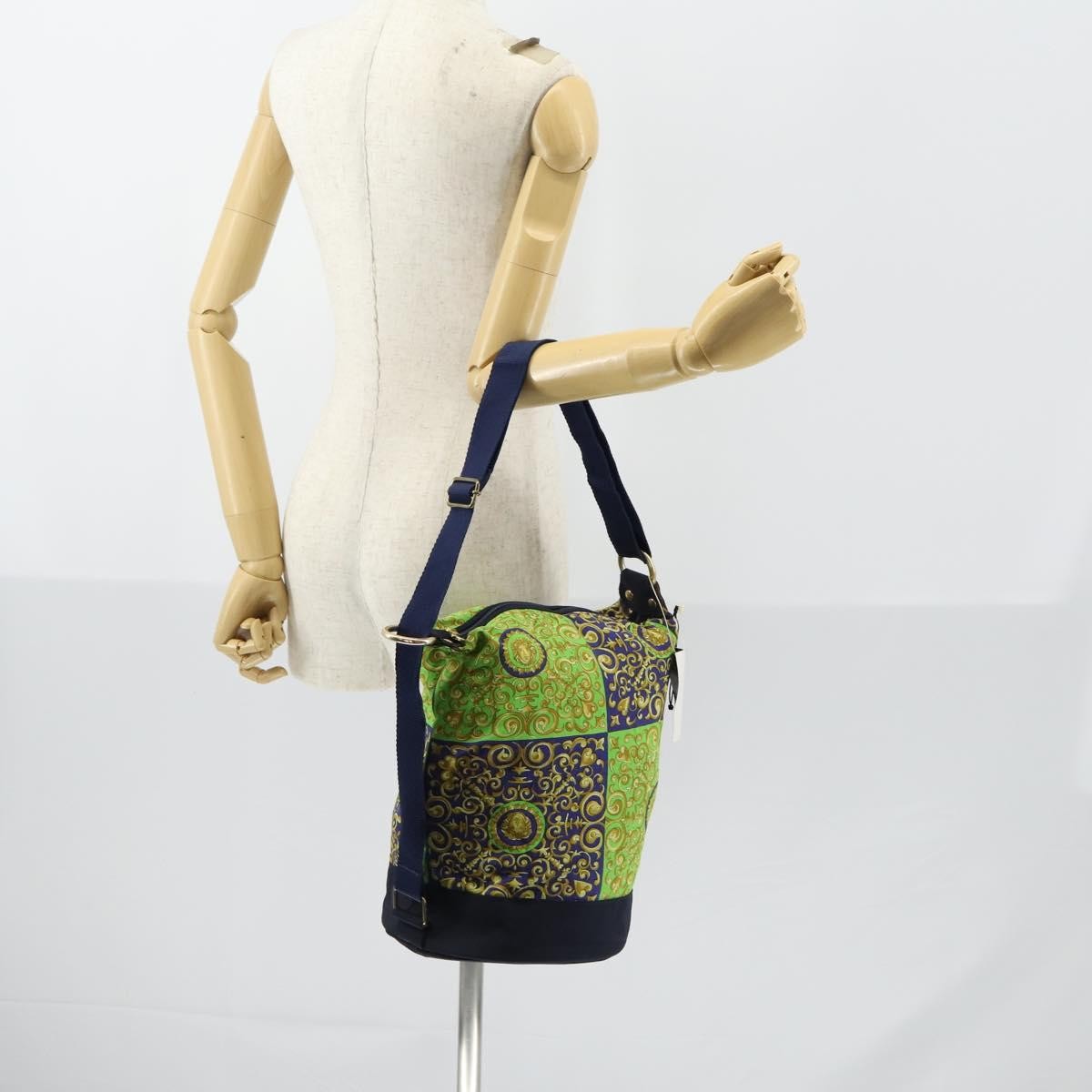 Versace Vintage Cotton Green Cotton Shoulder Bag Bag (Pre-Owned)