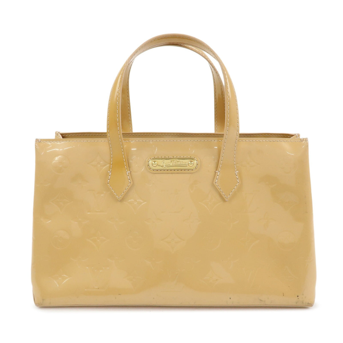 Louis Vuitton Wilshire Monogram Vernis Beige Patent_Leather Handbag (Pre-Owned)
