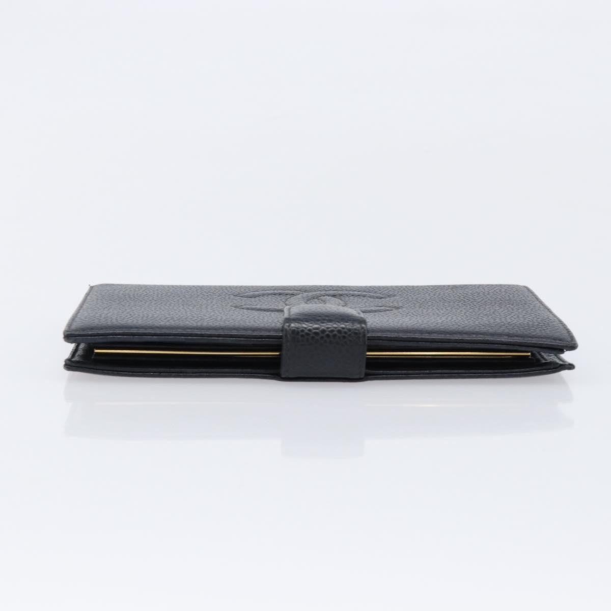 Chanel Vintage Cc Bifold Leather Black Leather Wallets Accessory (Pre-Owned)