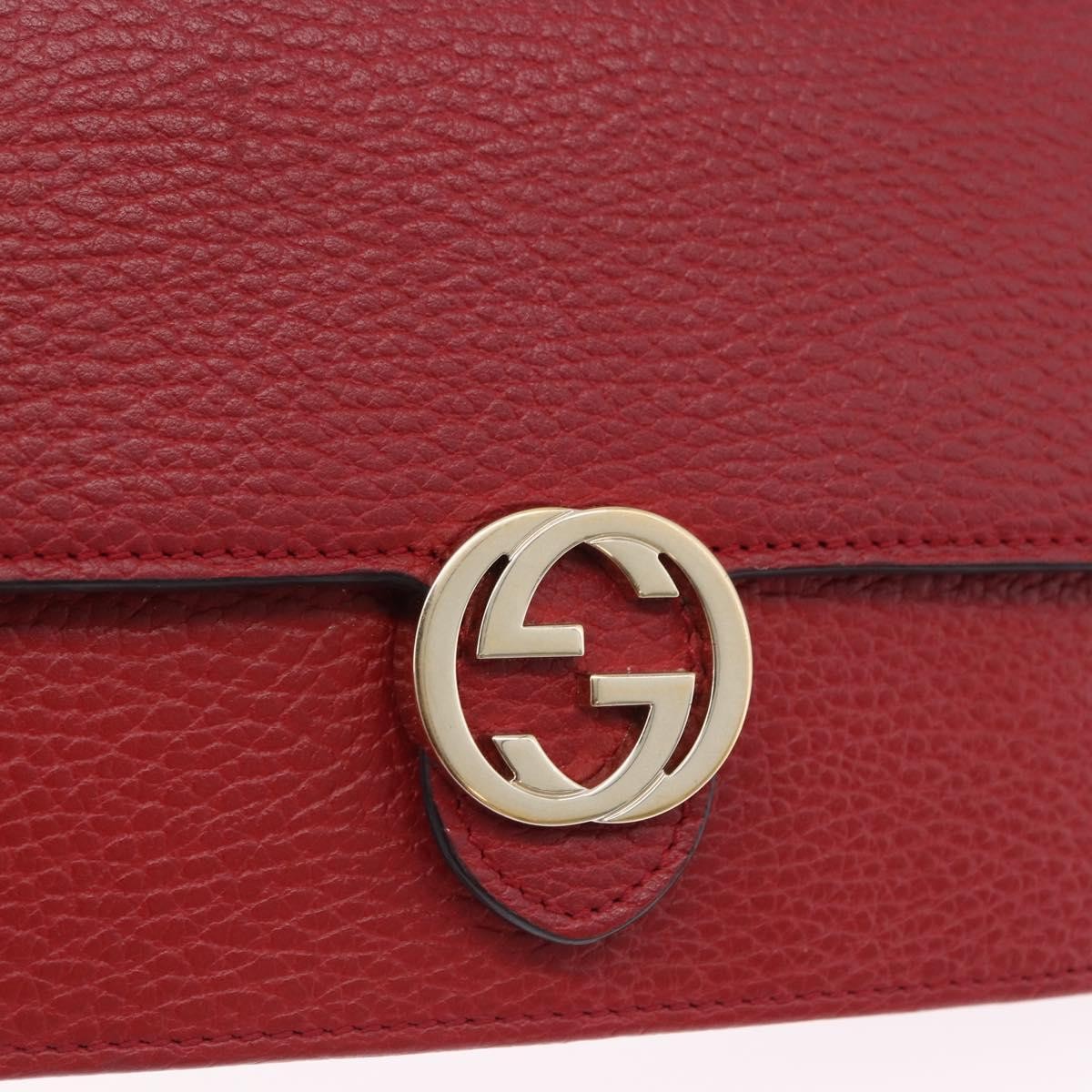 Gucci Interlocking Wallet On Chain Leather Red Leather Shoulder Bag Bag (Pre-Owned)