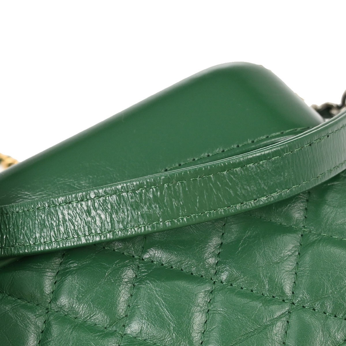 Chanel Gabrielle Double Zip Clutch With Chain Quilted Goatskin And Patent Green Leather Clutche & Pouche Bag (Pre-Owned)