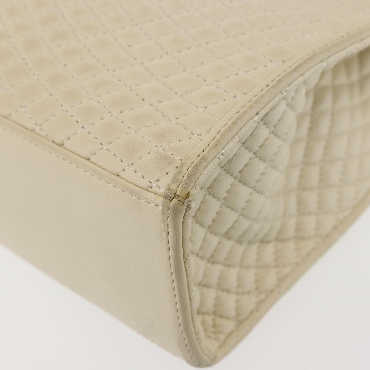 Bally Vintage Quilted Leather Beige Leather Handbag (Pre-Owned)