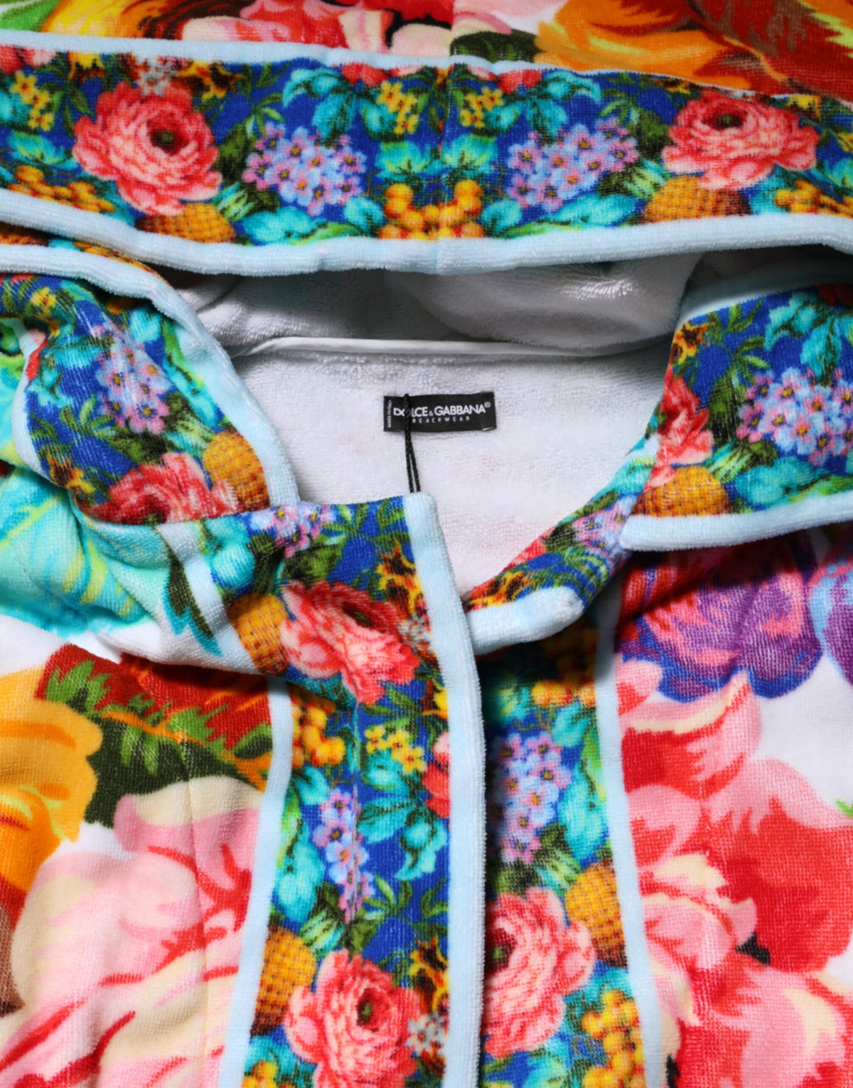 Dolce & Gabbana Multicolor Floral Print Belted Bathrobe Coat Women's Jacket