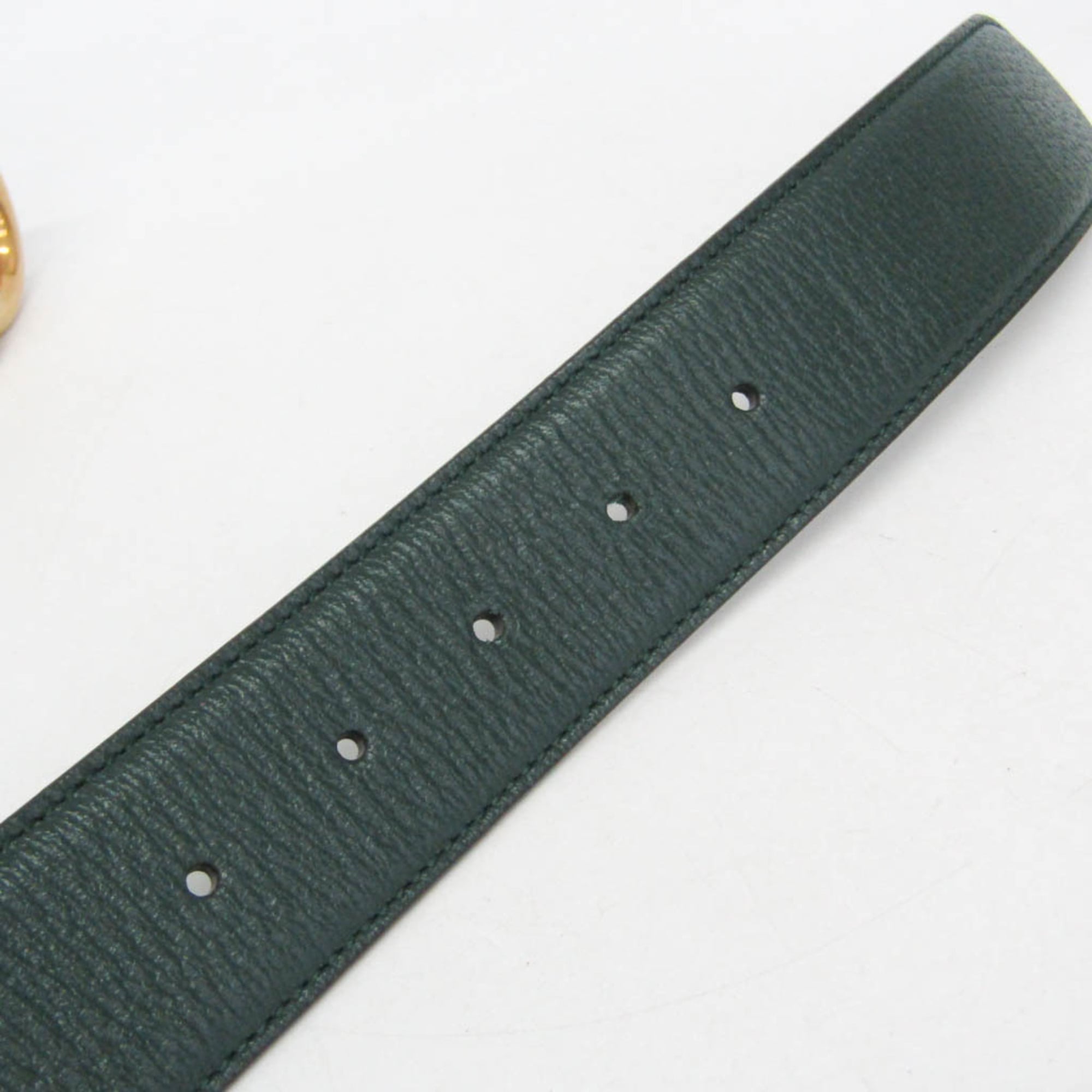 Gucci Gg Marmont Reversible Belt Leather Green Leather Belts Accessory (Pre-Owned)
