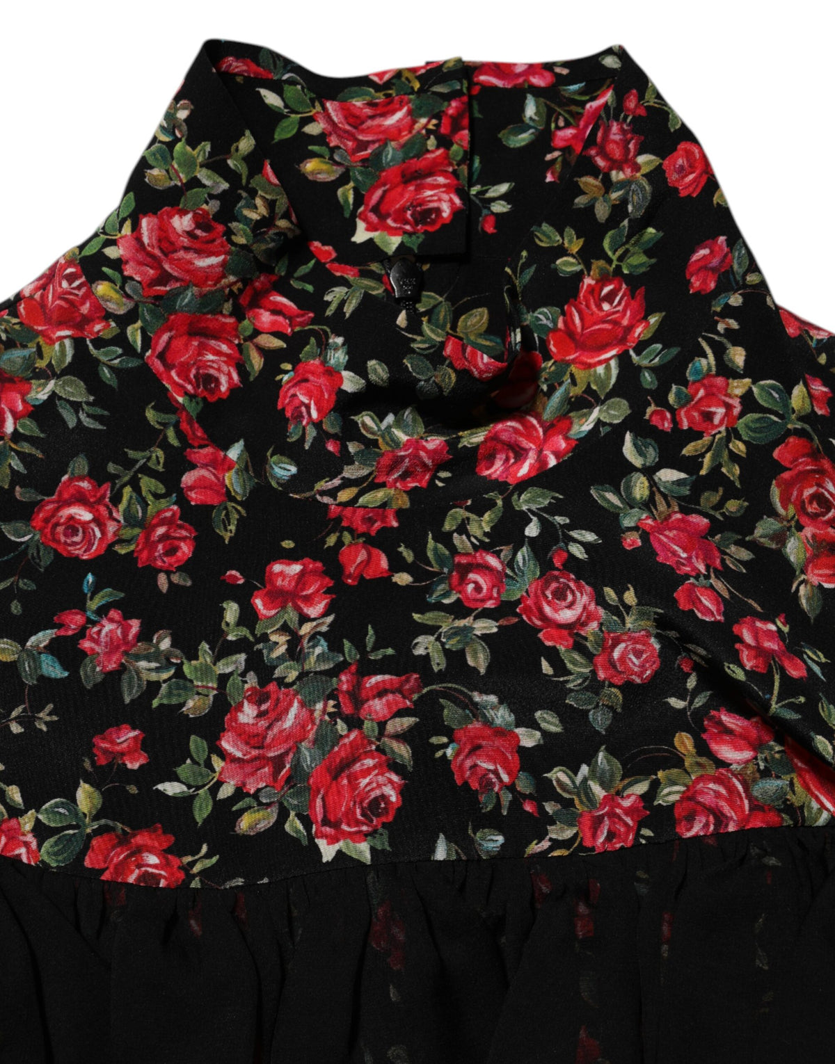 Dolce & Gabbana Black Floral Print Long Sleeve Blouse Women's Top