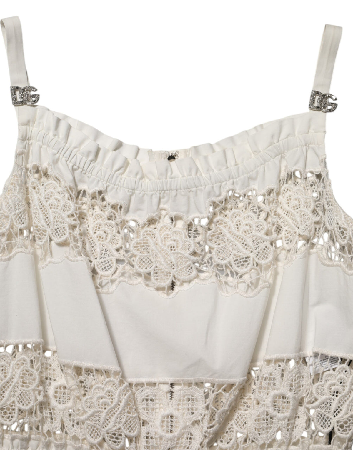Dolce & Gabbana White Poplin Openwork Embroidery Tank Women's Top (Pre-Owned)
