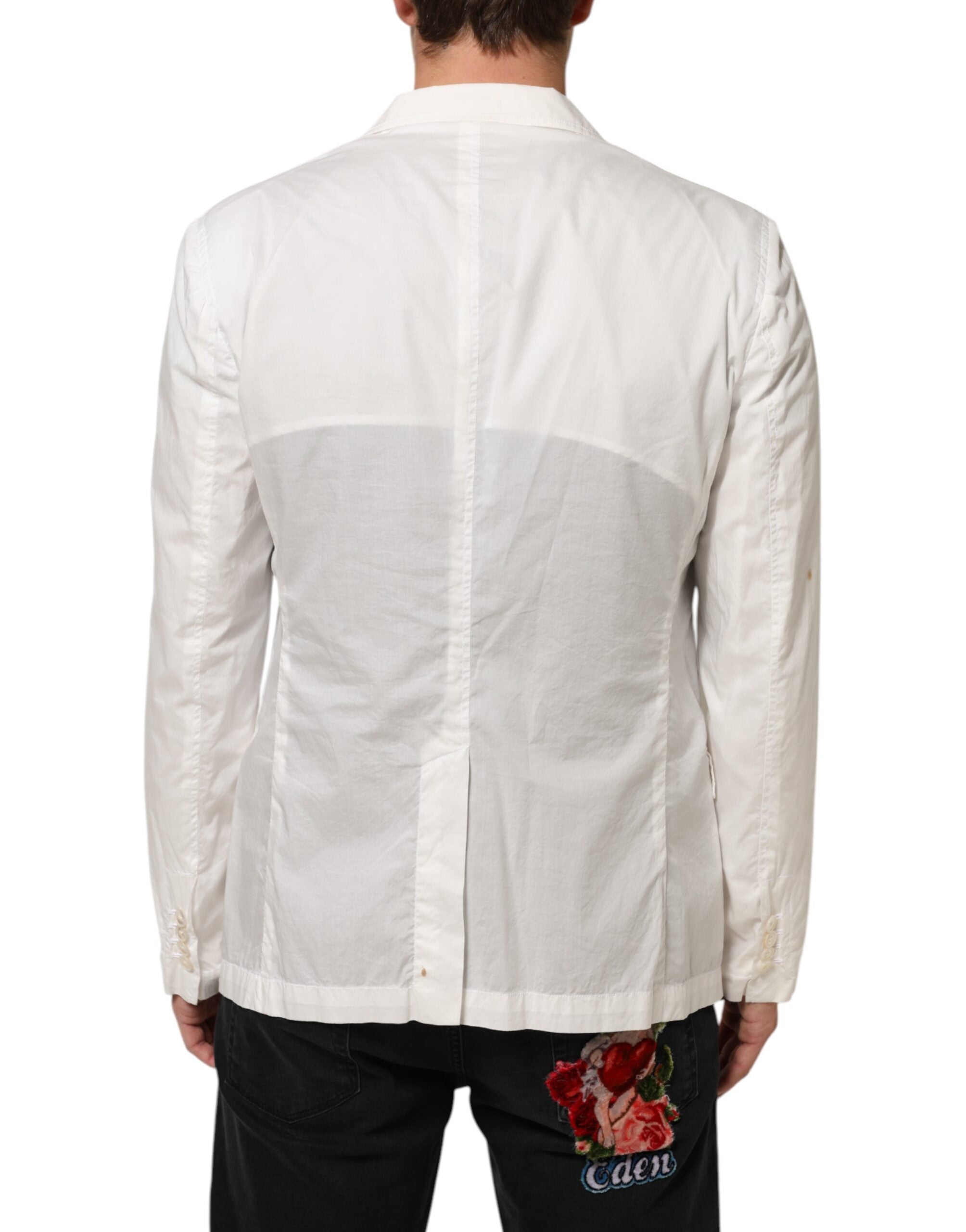 Dolce & Gabbana White Cotton 1 Button Men Suit Men's Blazer (Pre-Owned)