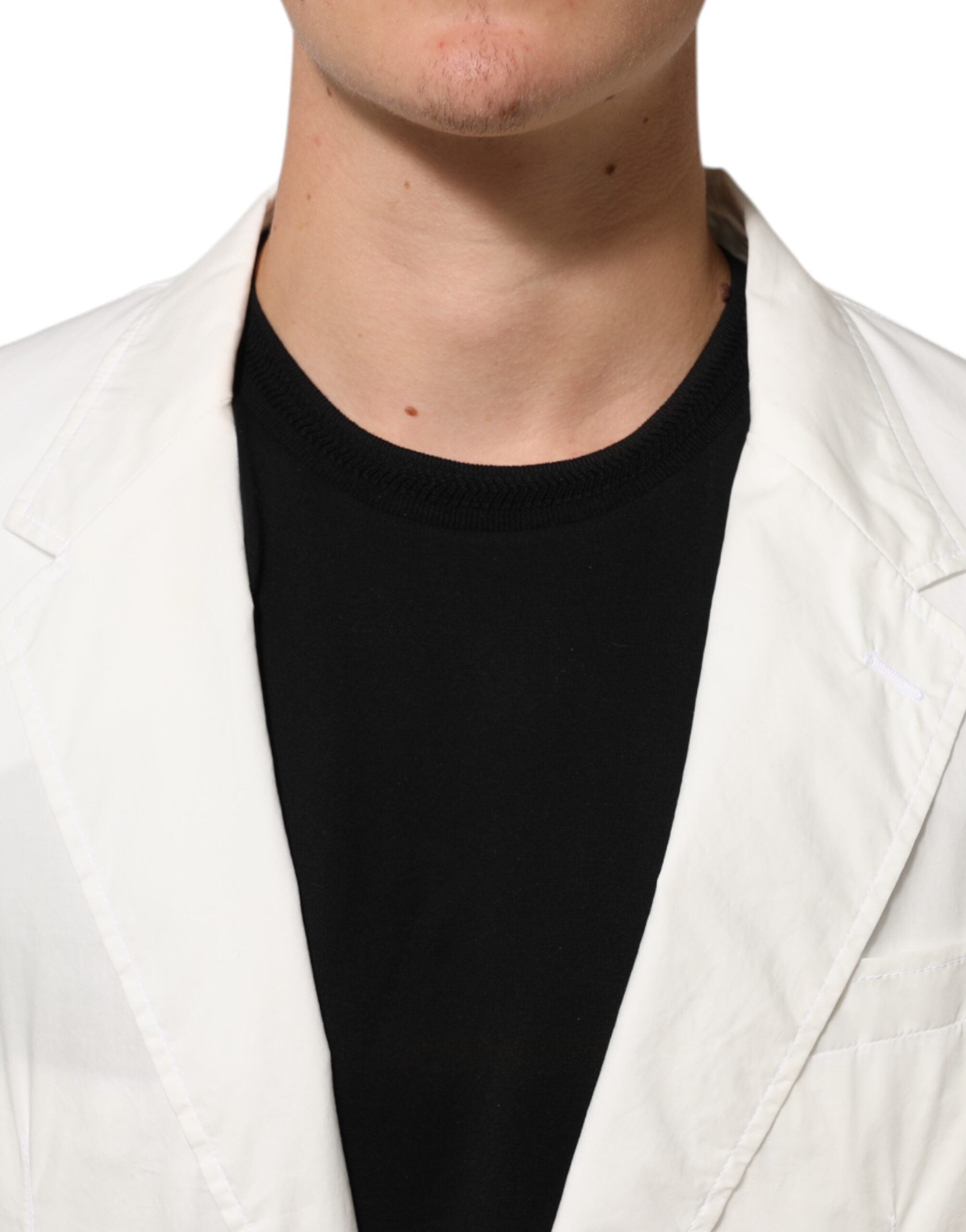Dolce & Gabbana White Cotton 1 Button Men Suit Men's Blazer (Pre-Owned)