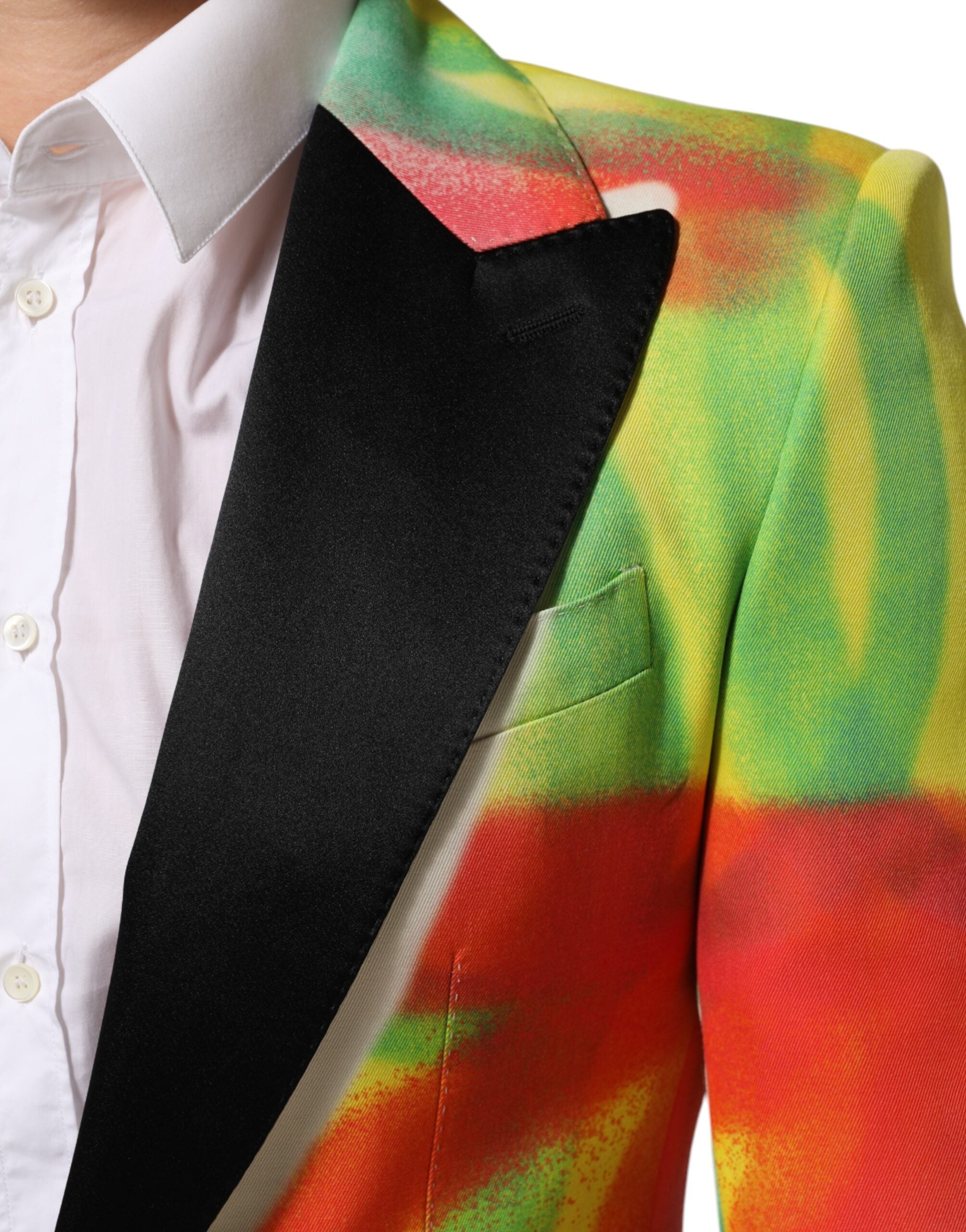Dolce & Gabbana Multicolor Graffiti SICILIA 1 Button Men Suit Men's Blazer