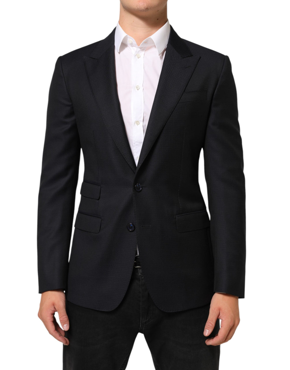 Dolce & Gabbana Dark Blue Wool NAPOLI 2 Button Men Suit Men's Blazer