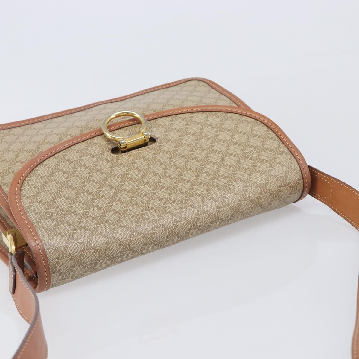 Celine Macadam Shoulder Canvas Beige Canvas Crossbody Bag Bag (Pre-Owned)