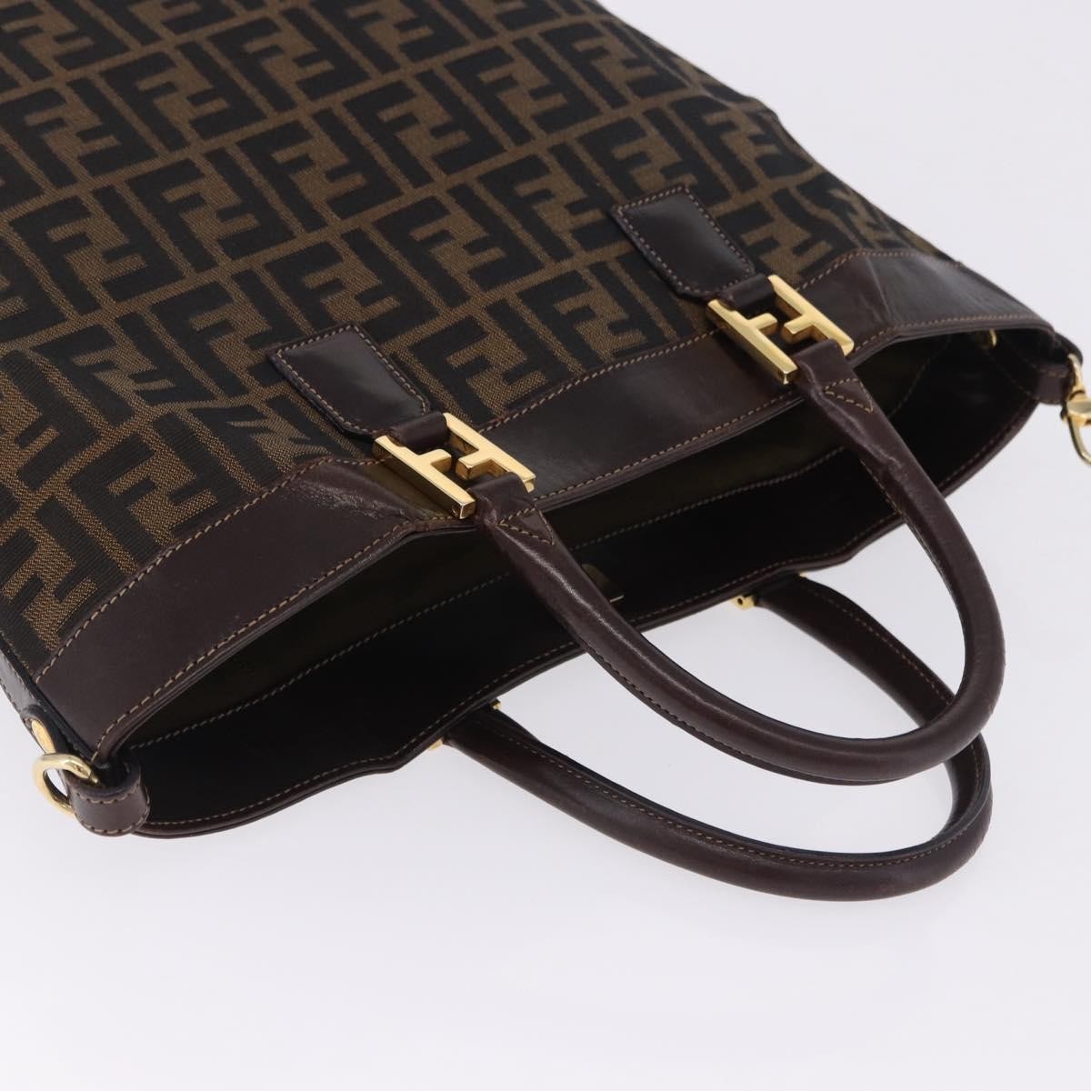 Fendi Vintage Zucca Zucca Canvas Brown Canvas Handbag (Pre-Owned)