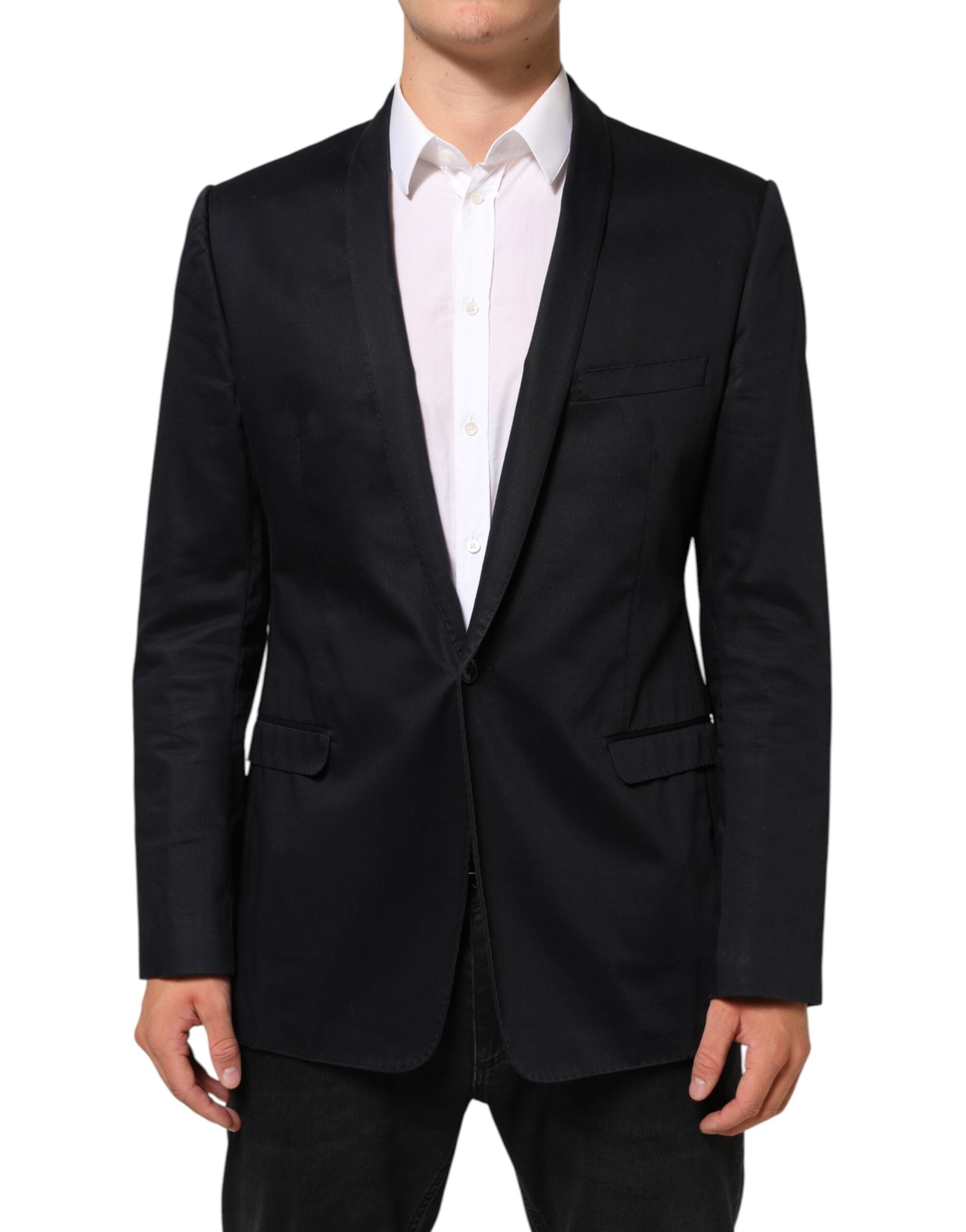 Dolce & Gabbana Blue Cotton 1 Button Suit Jacket Men's Blazer (Pre-Owned)