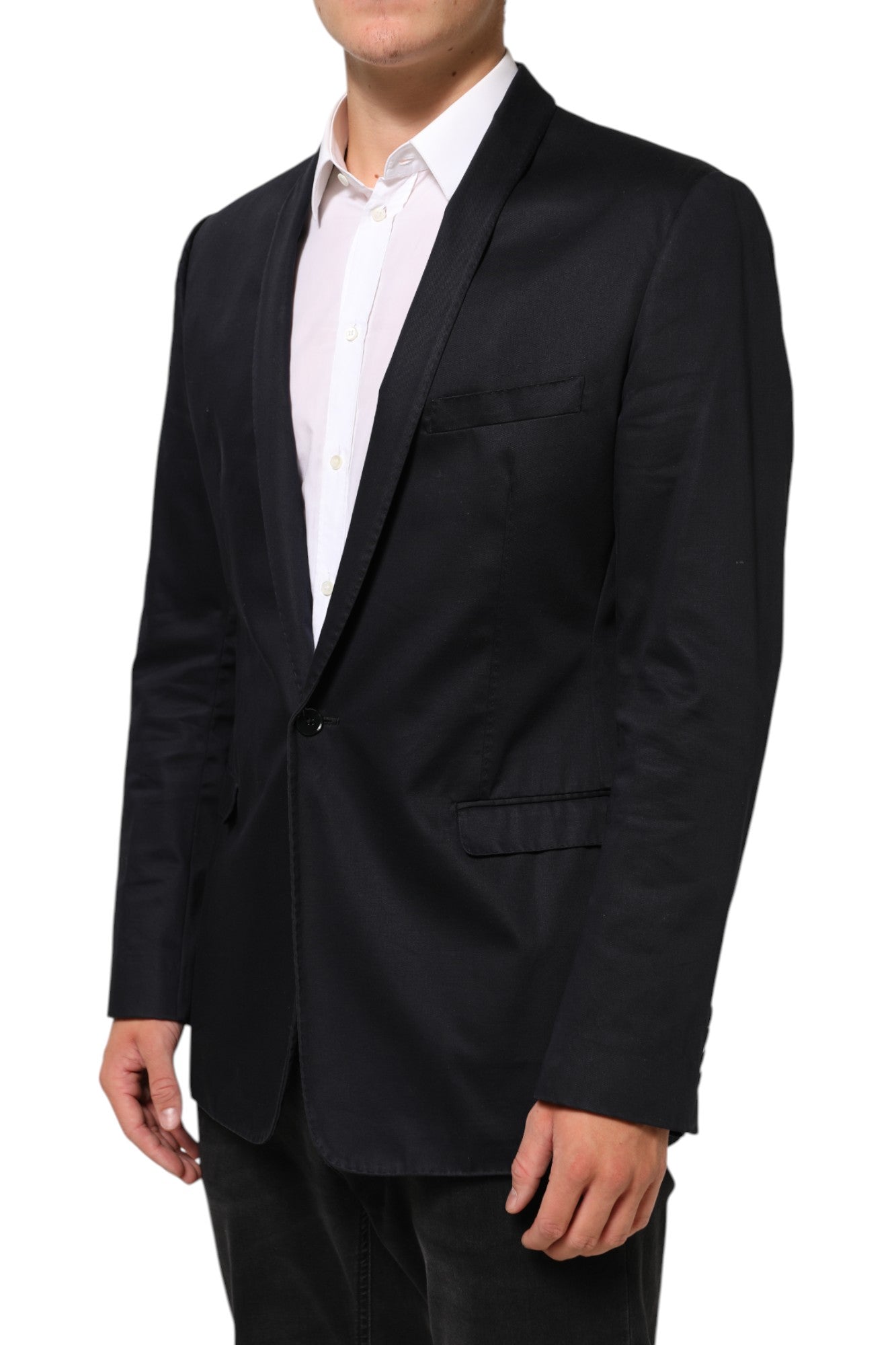 Dolce & Gabbana Blue Cotton 1 Button Suit Jacket Men's Blazer (Pre-Owned)