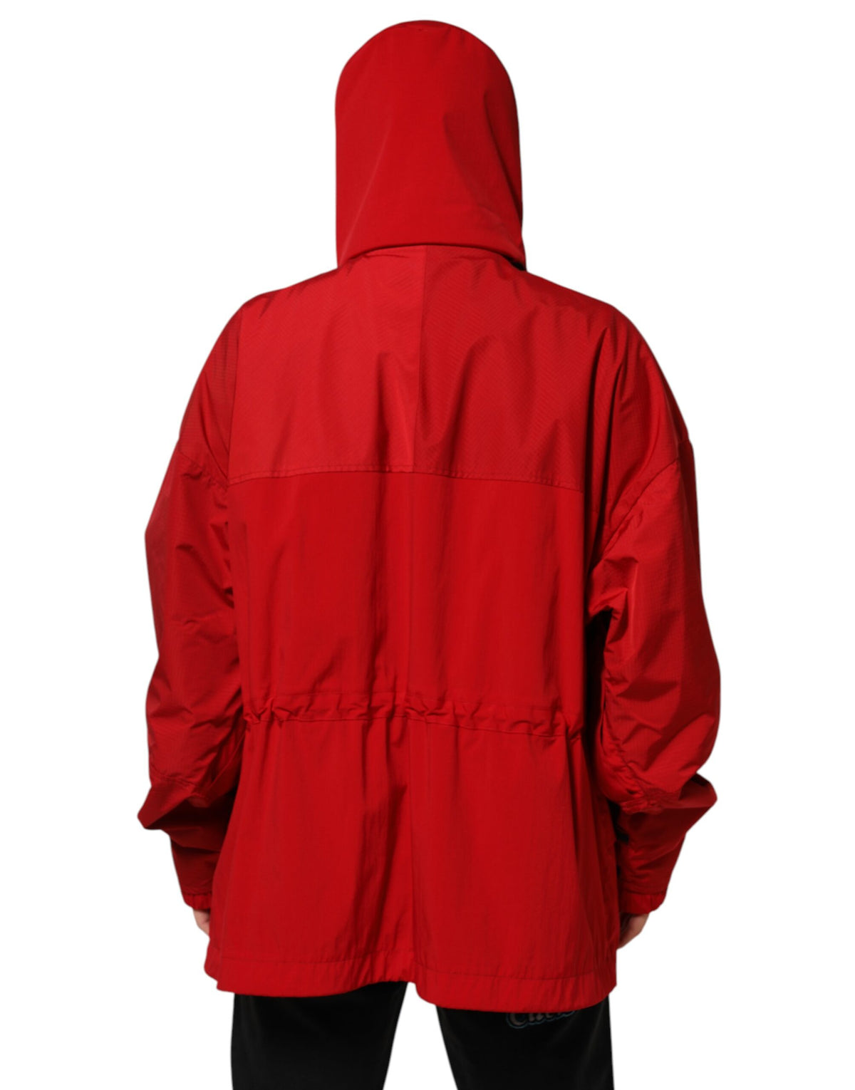 Dolce & Gabbana Red Nylon Hooded Men Full Zip Parka Men's Jacket