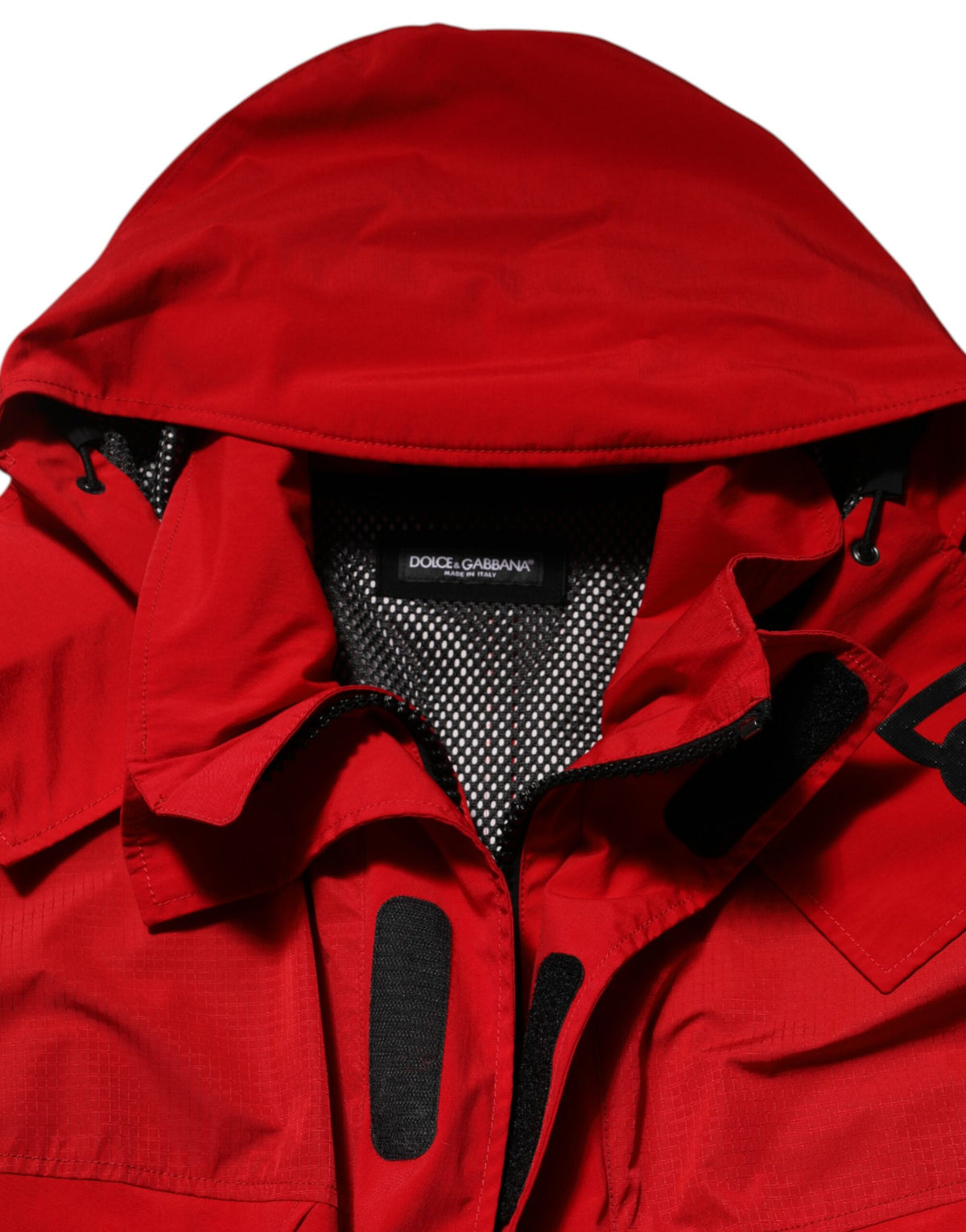 Dolce & Gabbana Red Nylon Hooded Men Full Zip Parka Men's Jacket