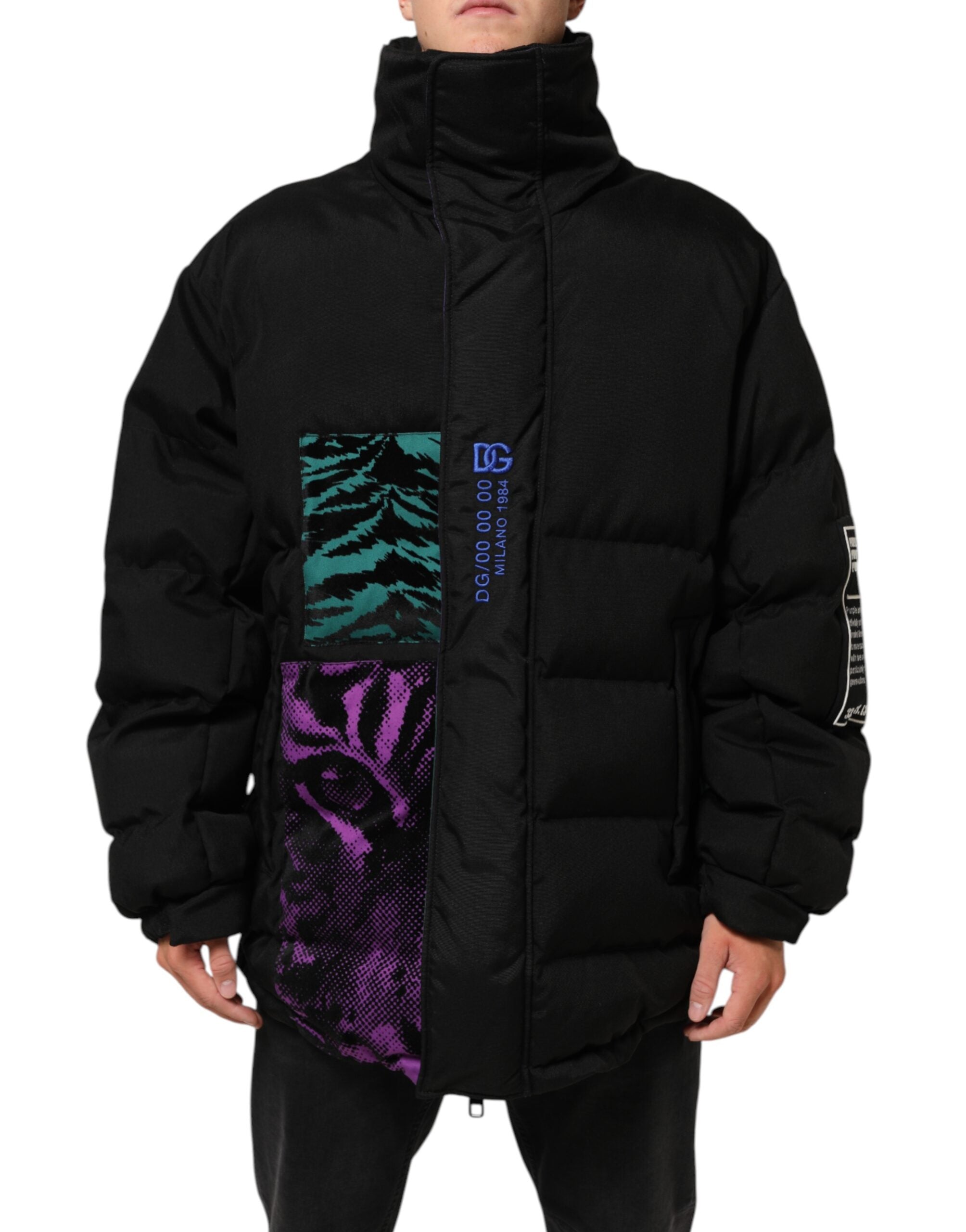 Dolce & Gabbana Black Nylon Puffer Men Full Zip Men's Jacket