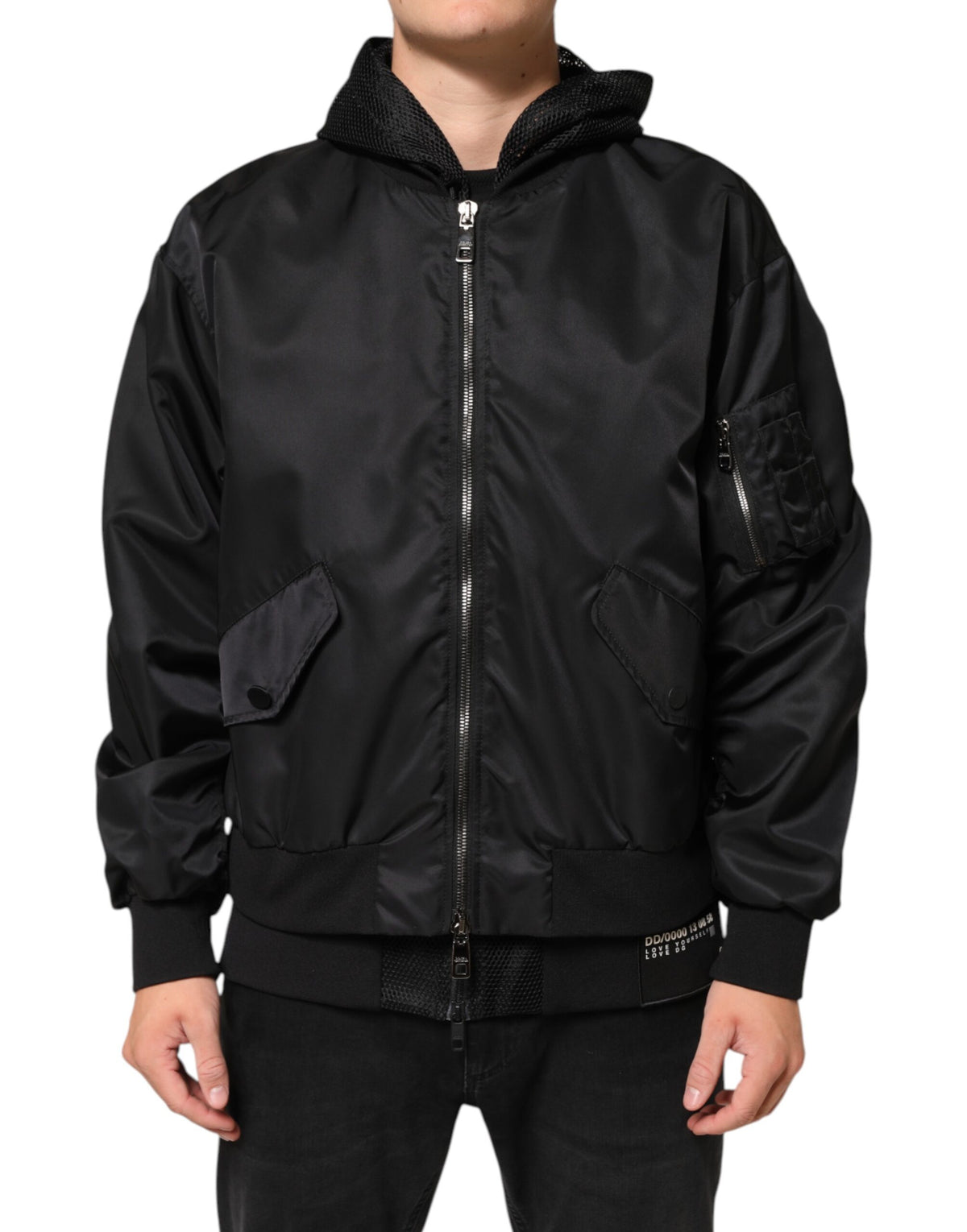 Dolce & Gabbana Black Nylon Hooded Full Zip Bomber Men Men's Jacket