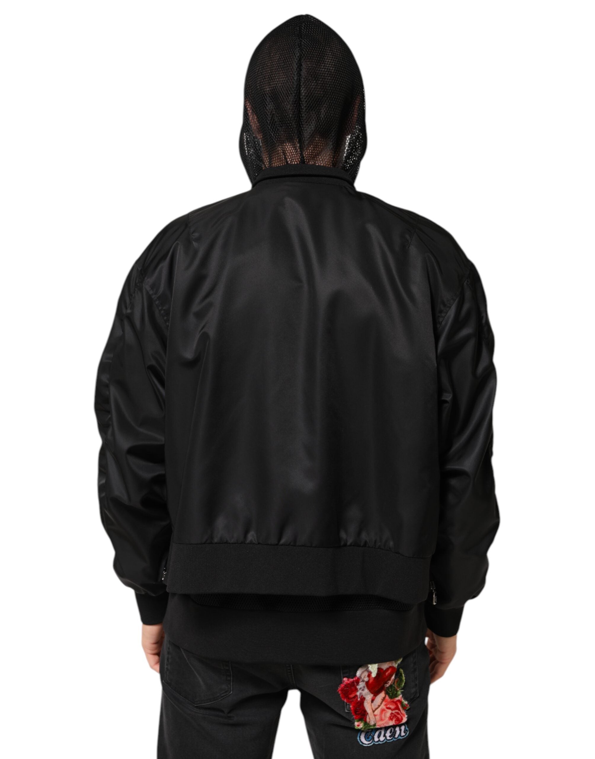 Dolce & Gabbana Black Nylon Hooded Full Zip Bomber Men Men's Jacket