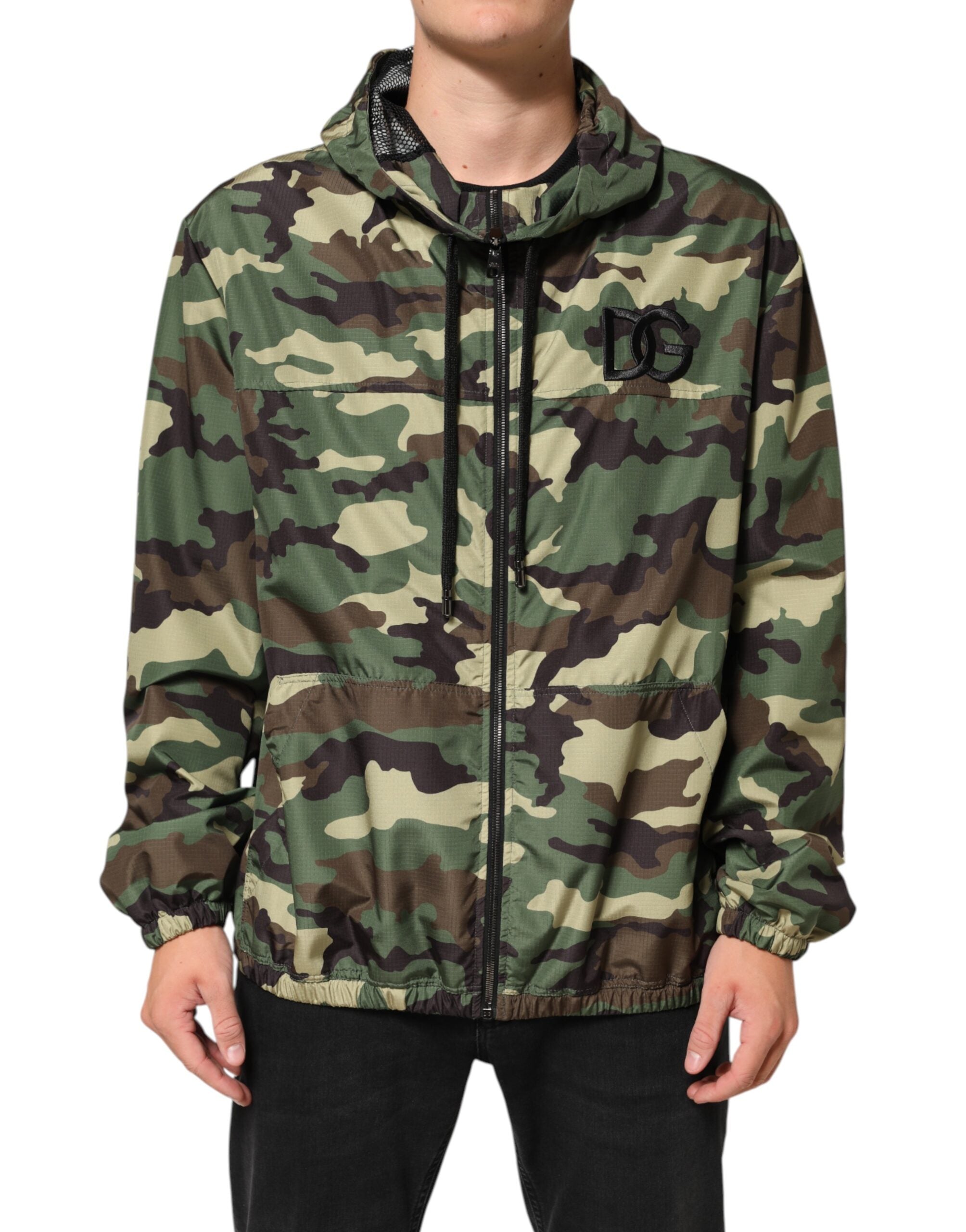 Dolce & Gabbana Green Camouflage Hooded Sweatshirt Men's Jacket