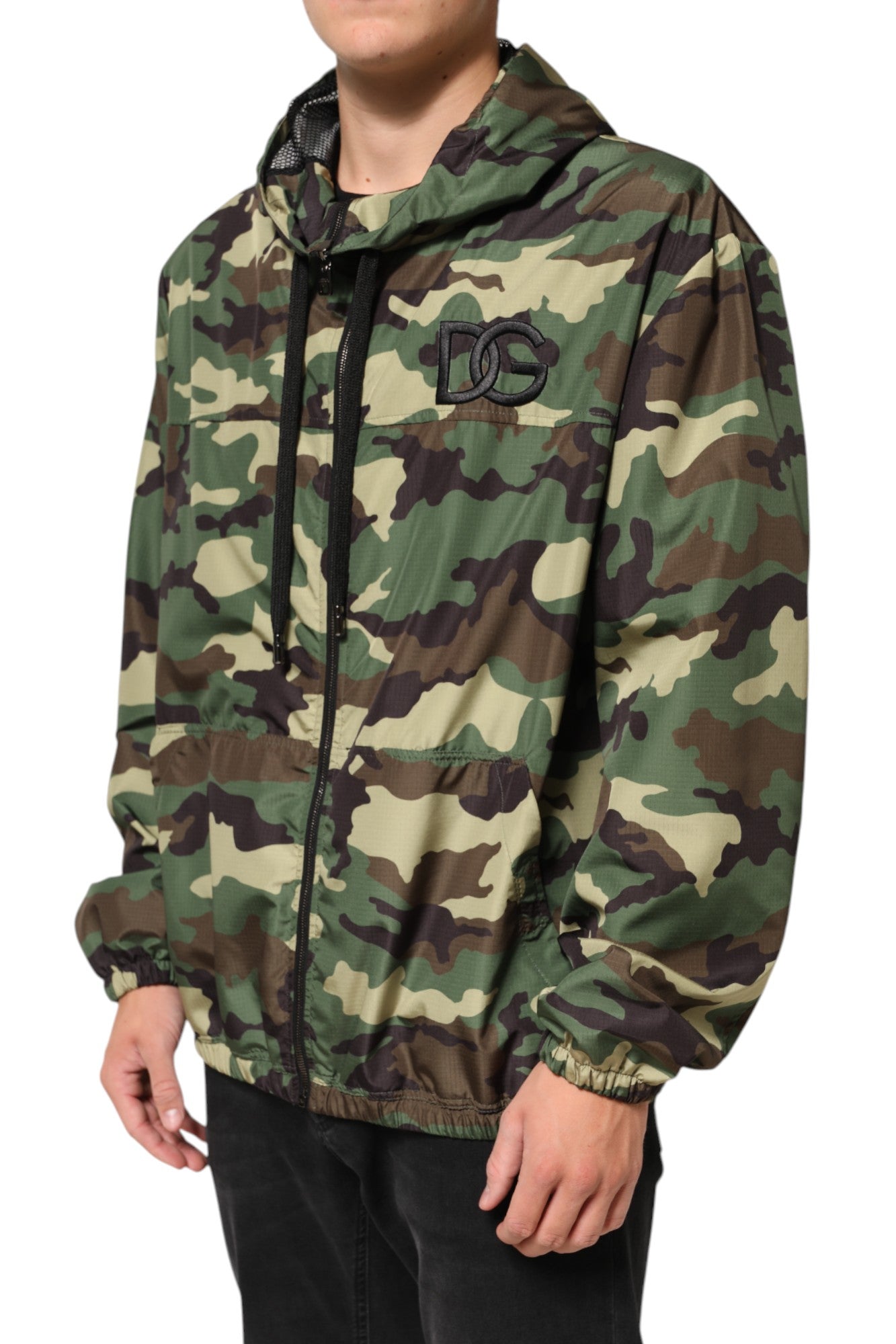 Dolce & Gabbana Green Camouflage Hooded Sweatshirt Men's Jacket