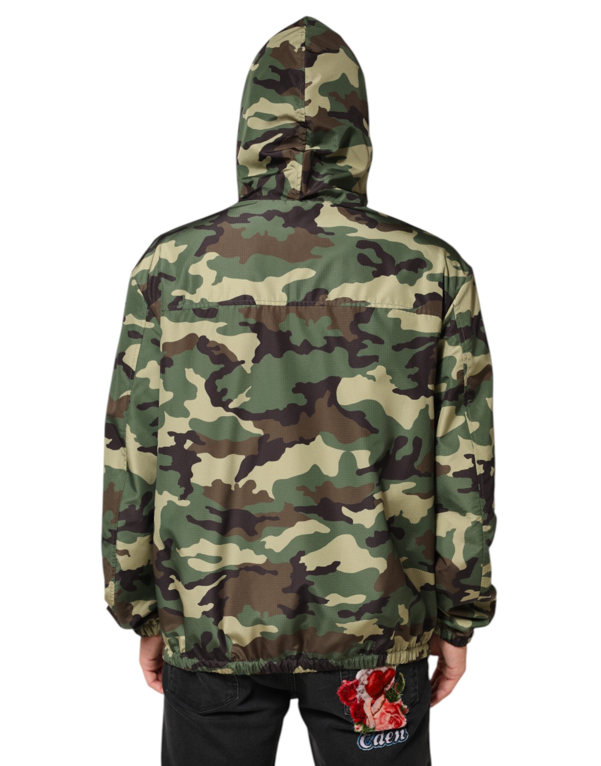 Dolce & Gabbana Green Camouflage Hooded Sweatshirt Men's Jacket