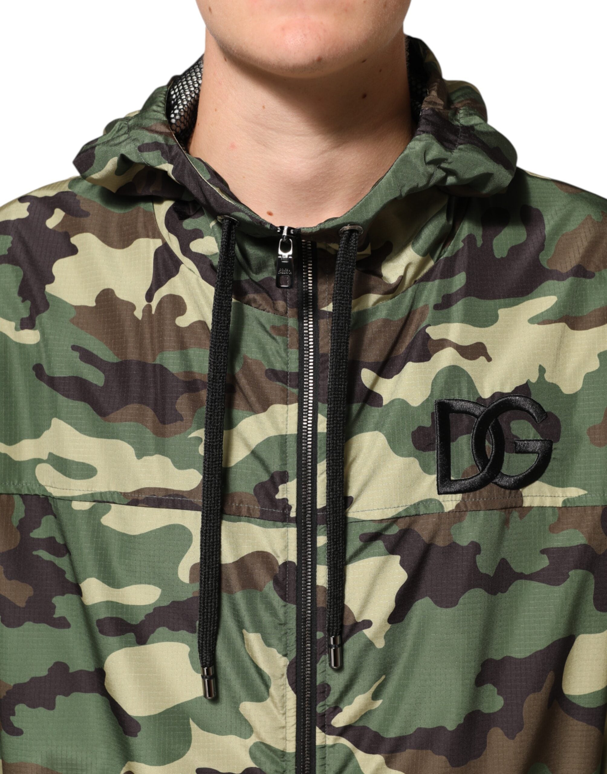 Dolce & Gabbana Green Camouflage Hooded Sweatshirt Men's Jacket