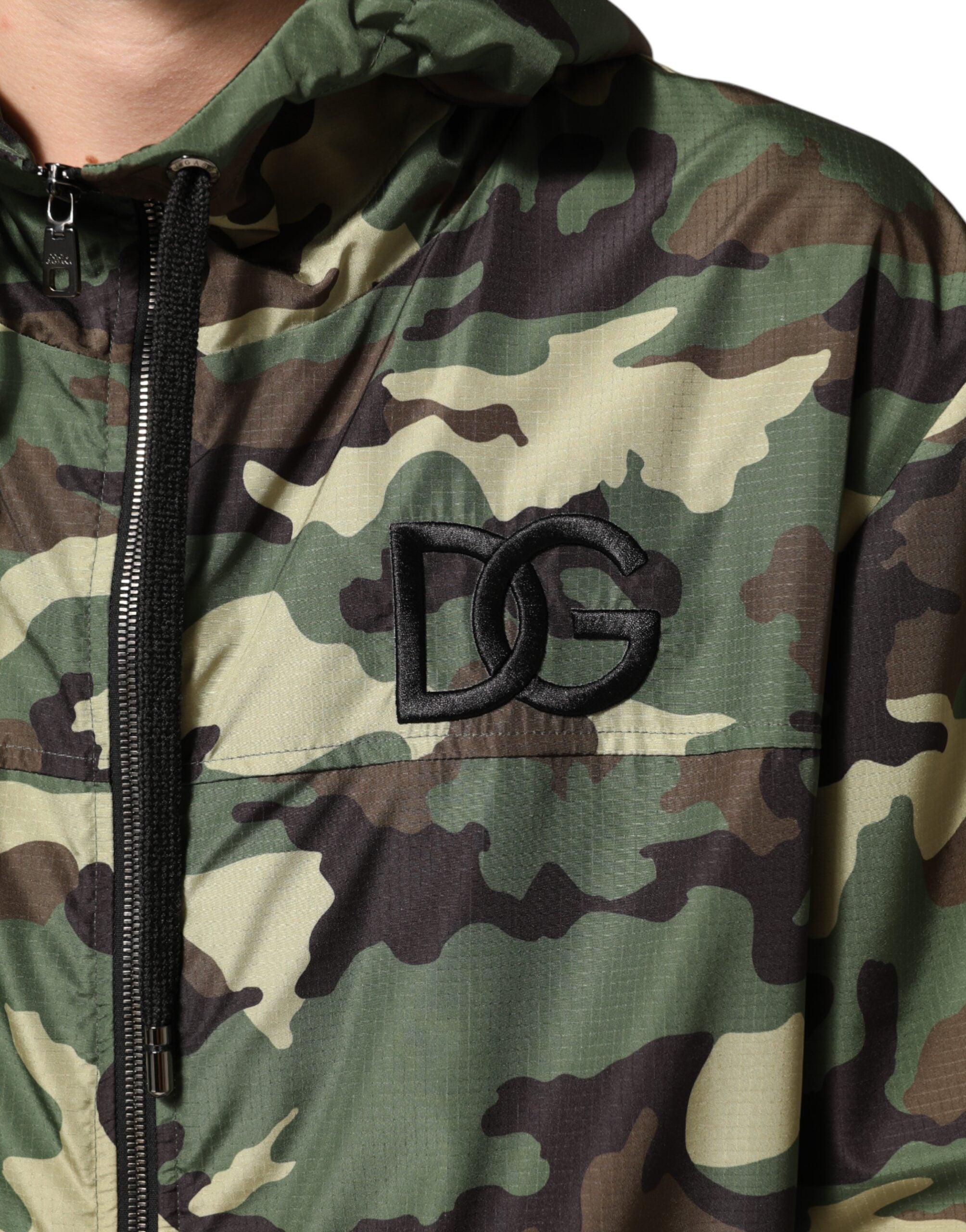 Dolce & Gabbana Green Camouflage Hooded Sweatshirt Men's Jacket