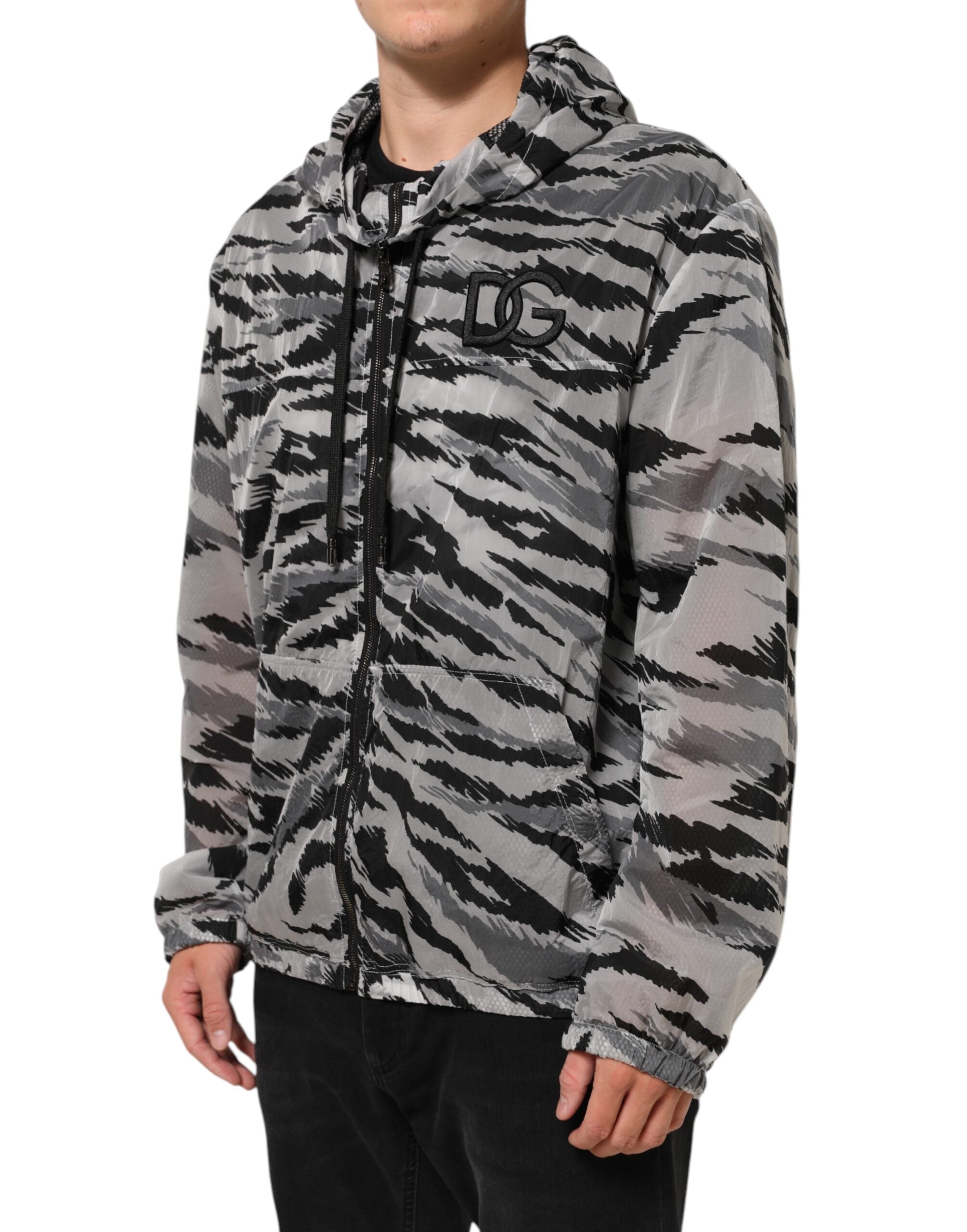 Dolce & Gabbana Gray Camouflage Hooded Sweatshirt Men's Jacket