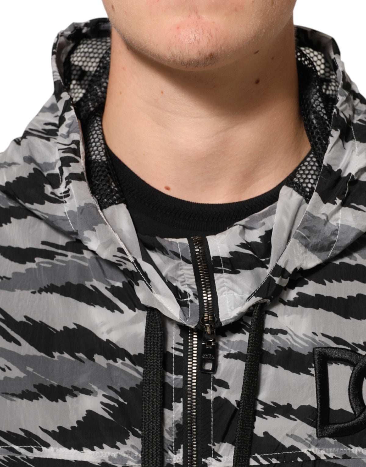 Dolce & Gabbana Gray Camouflage Hooded Sweatshirt Men's Jacket