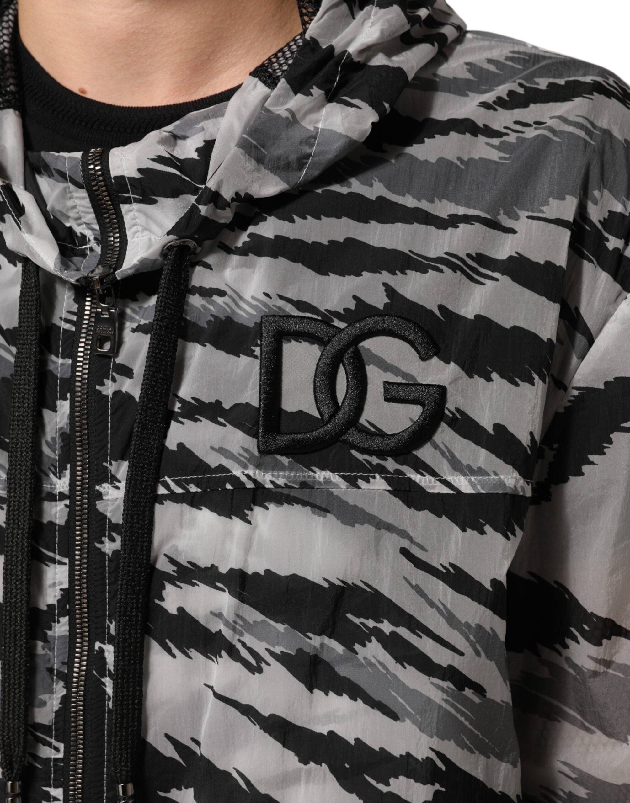 Dolce & Gabbana Gray Camouflage Hooded Sweatshirt Men's Jacket