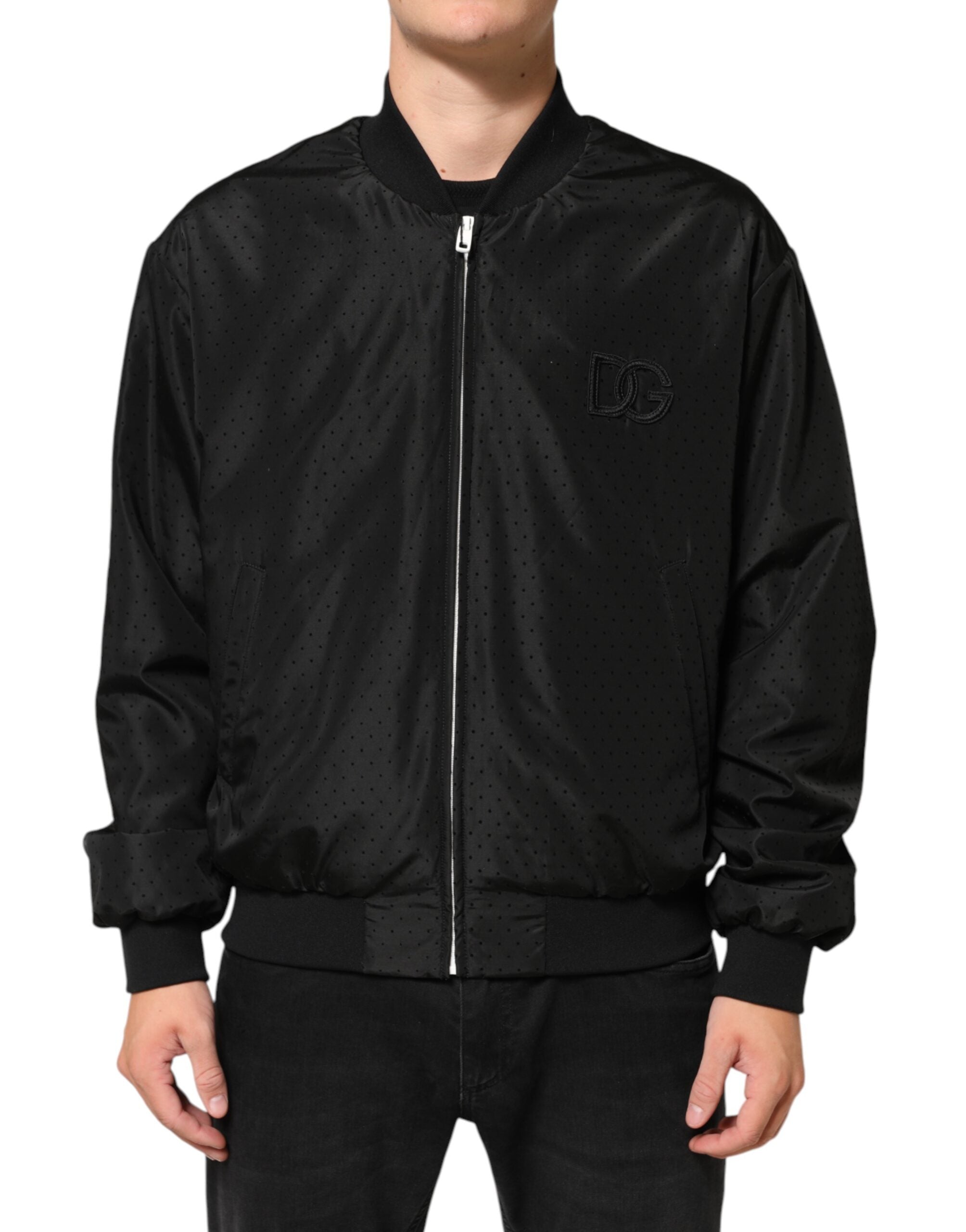 Dolce & Gabbana Black Acetate Full Zip Bomber Men Men's Jacket