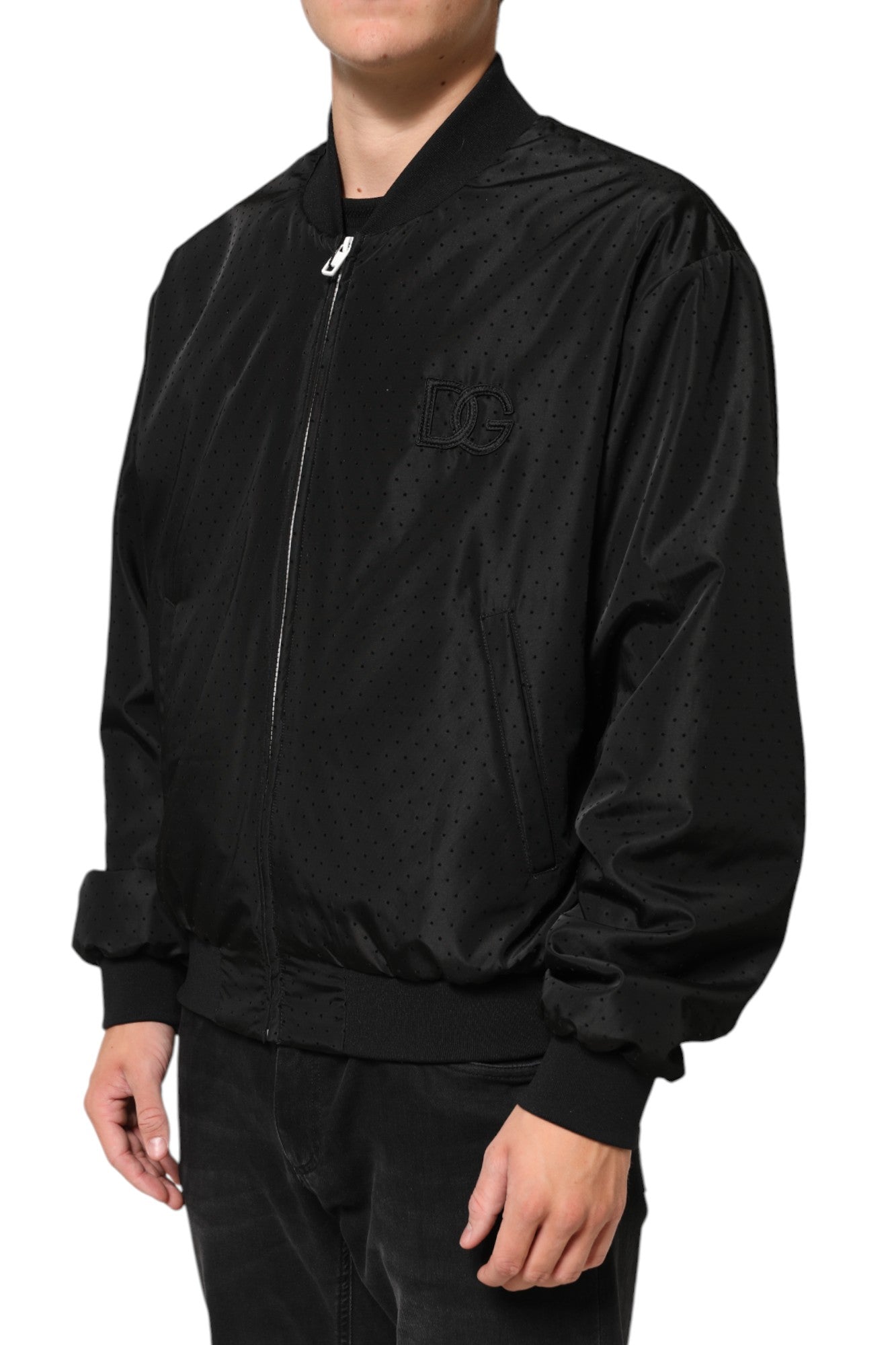 Dolce & Gabbana Black Acetate Full Zip Bomber Men Men's Jacket